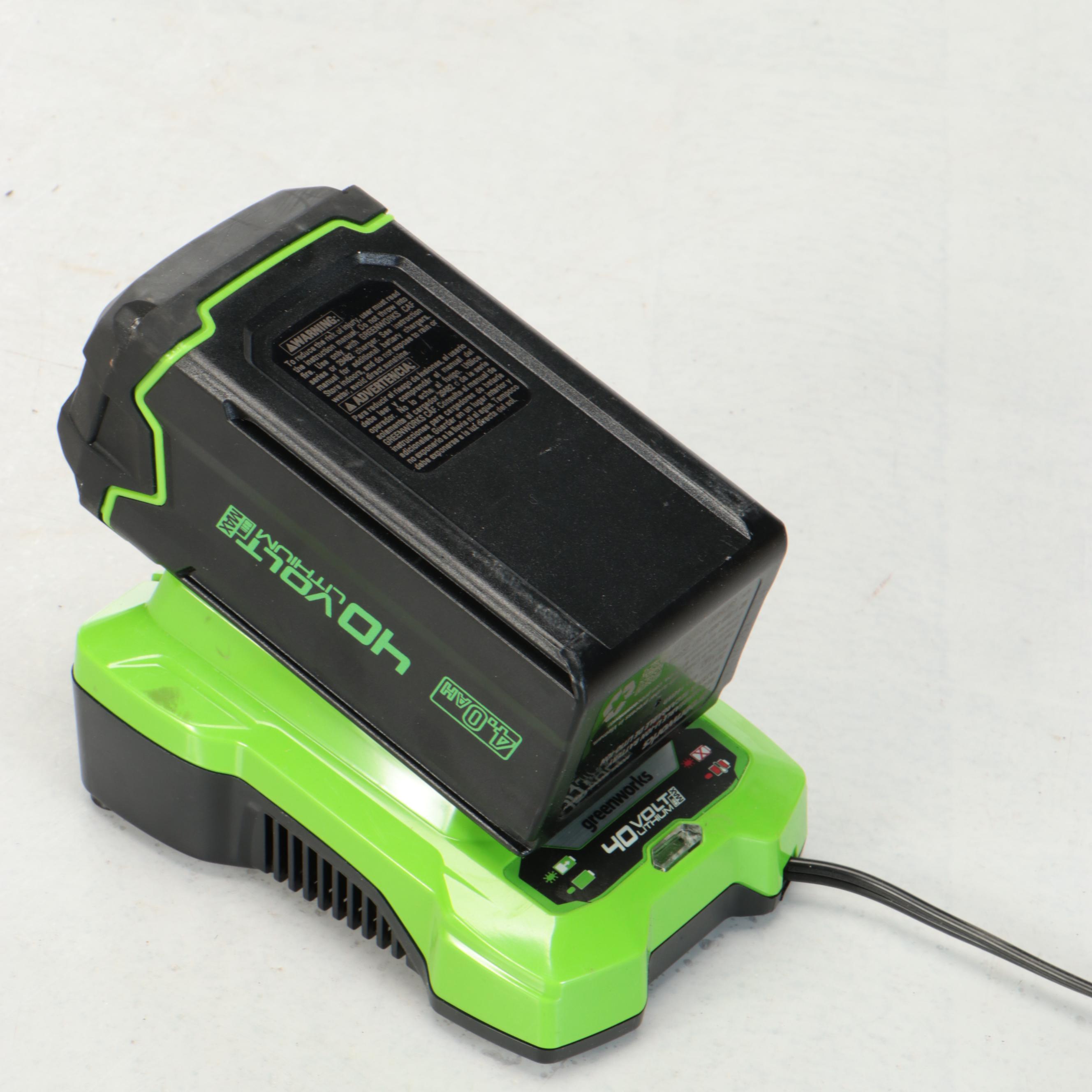 Greenworks Model 25322 Cordless Electric Lawnmower and Accessories