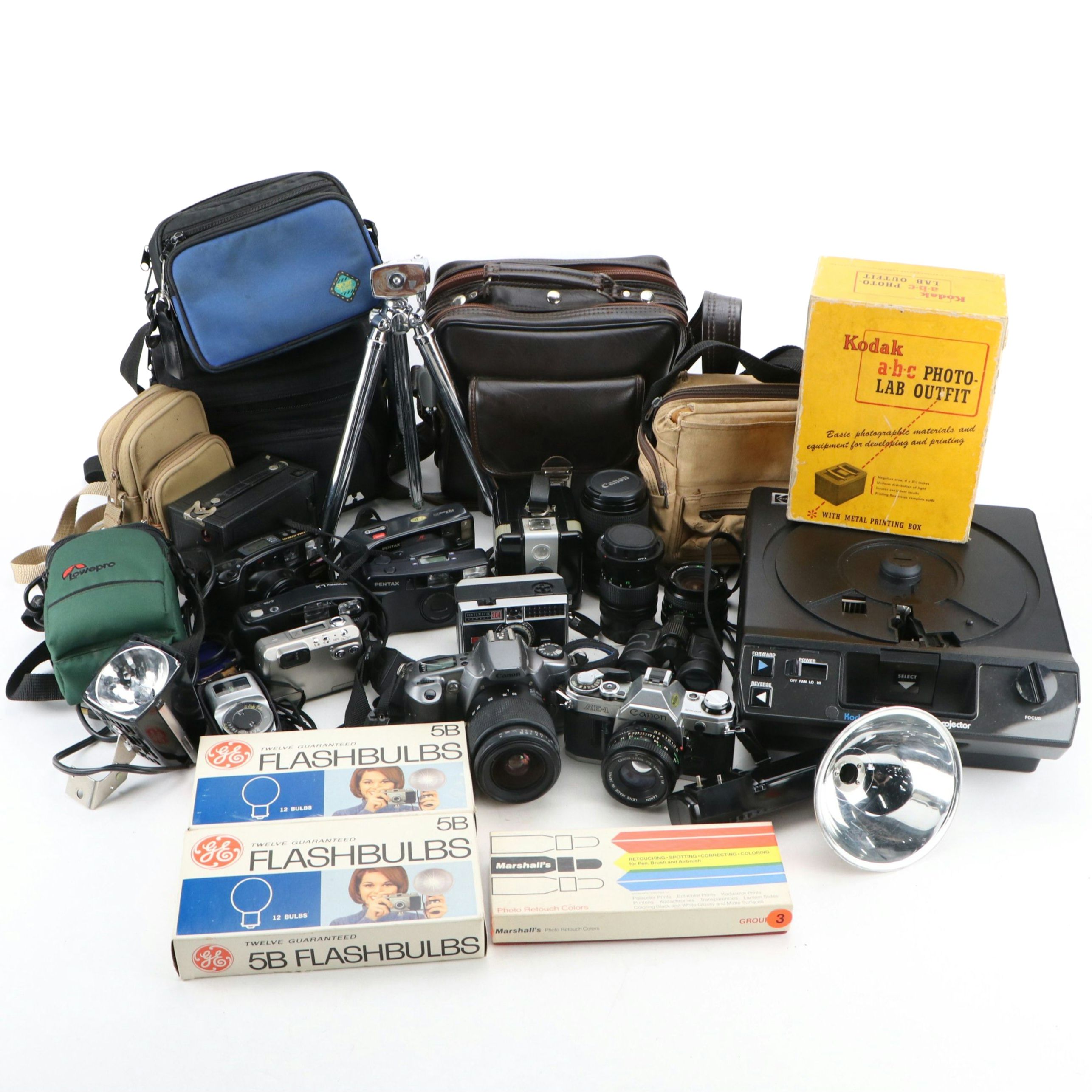 Canon, Pentax, and More Still Cameras with Kodak Carousel Projector and More