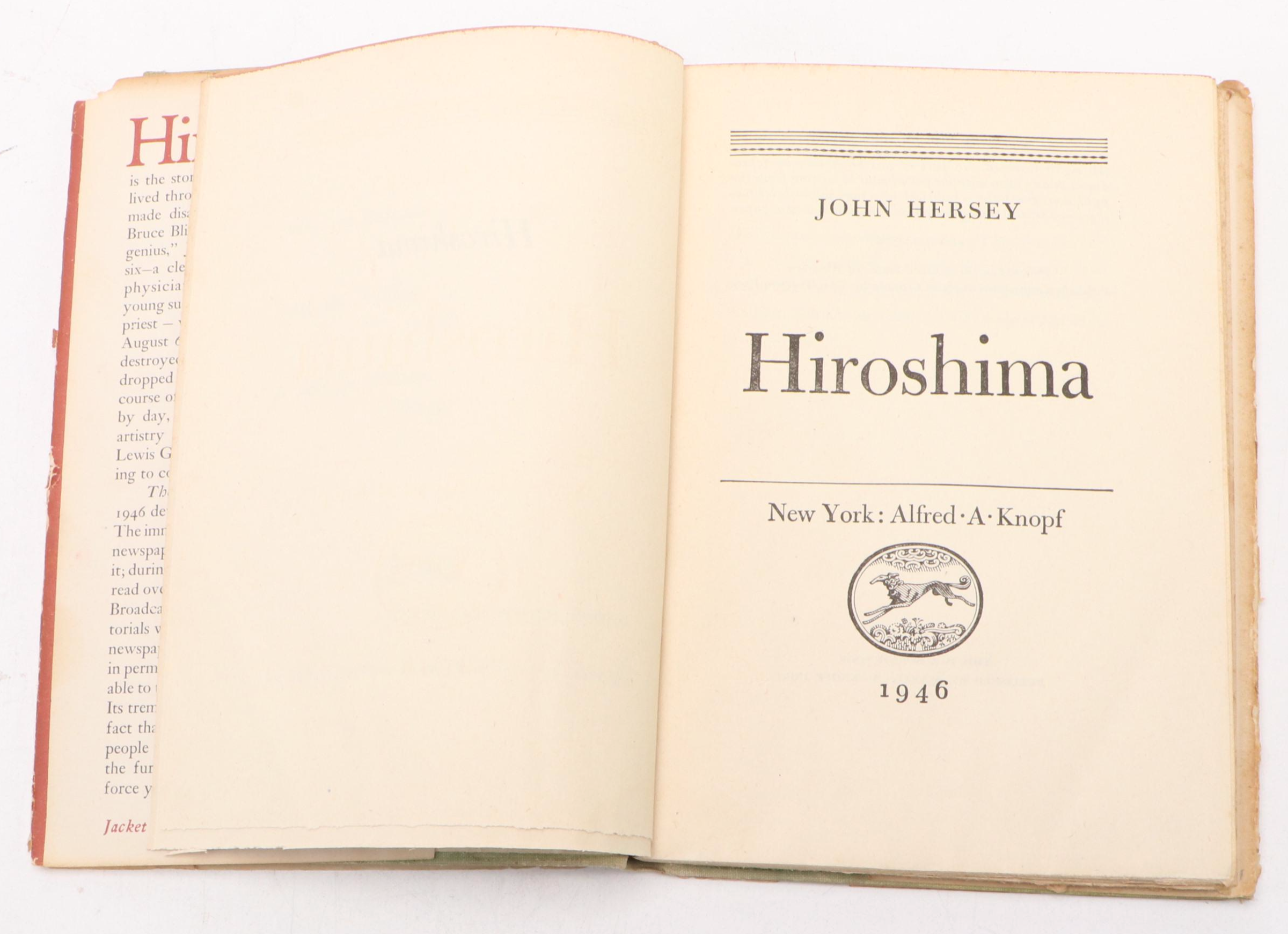 First Edition "Hiroshima" by John Hersey, 1946
