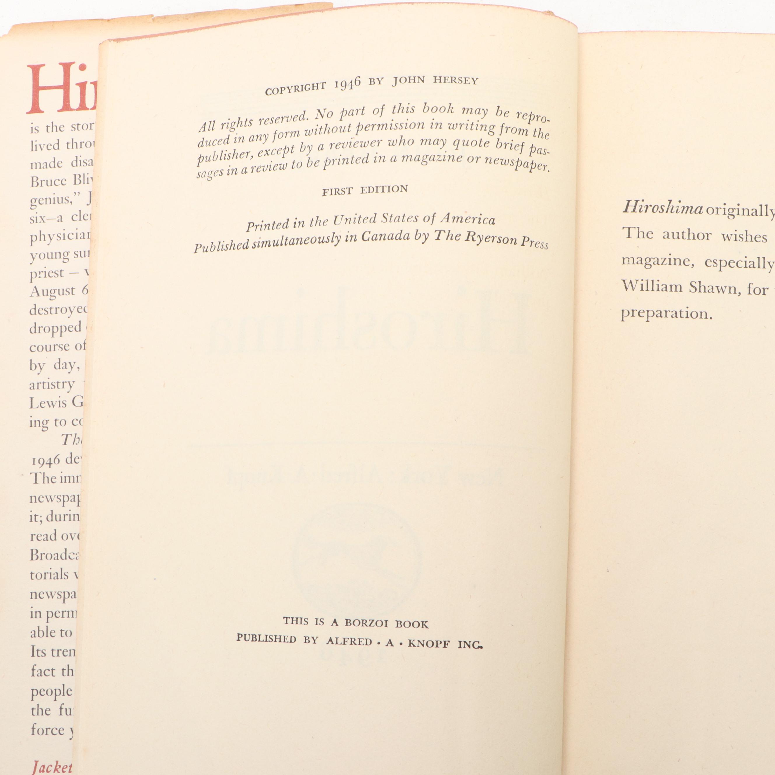 First Edition "Hiroshima" by John Hersey, 1946