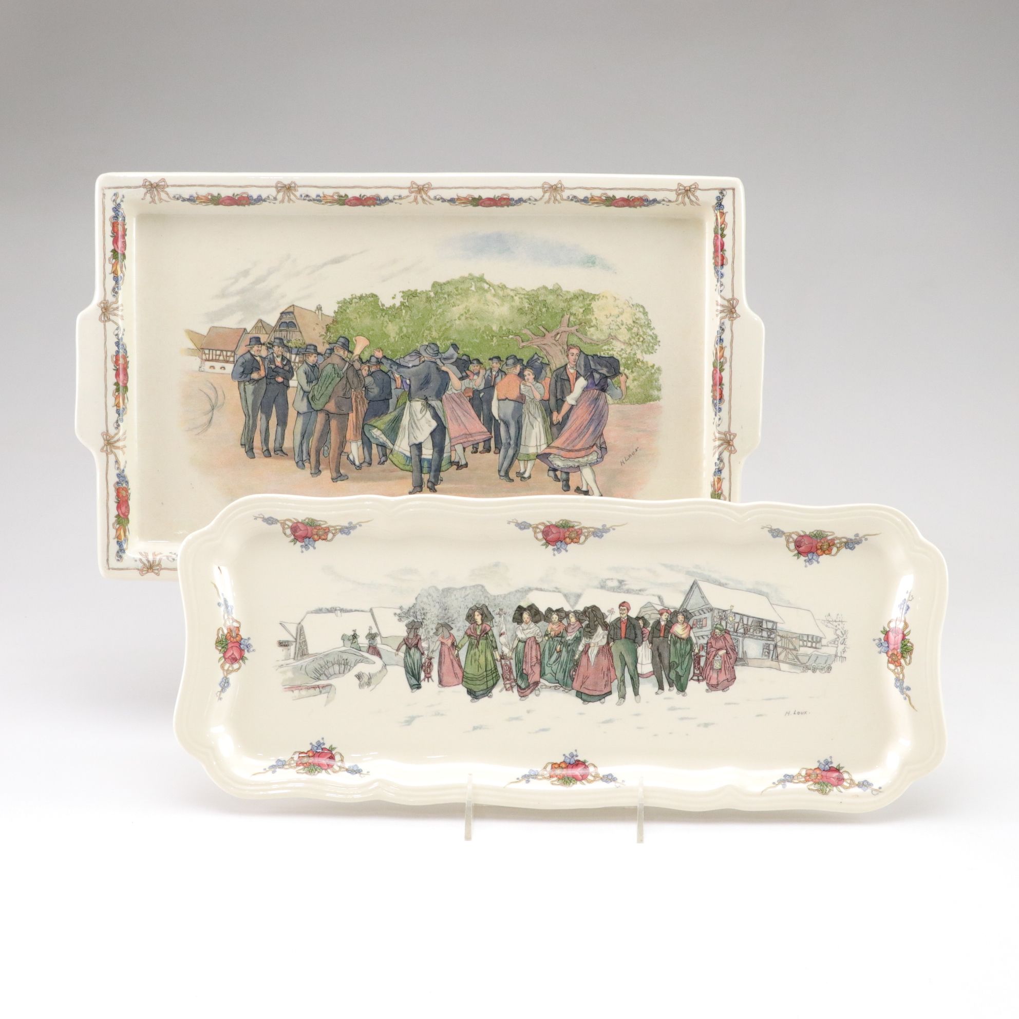 Sarreguemines French Faience "Obernai" Sandwich Tray and Serving Platter