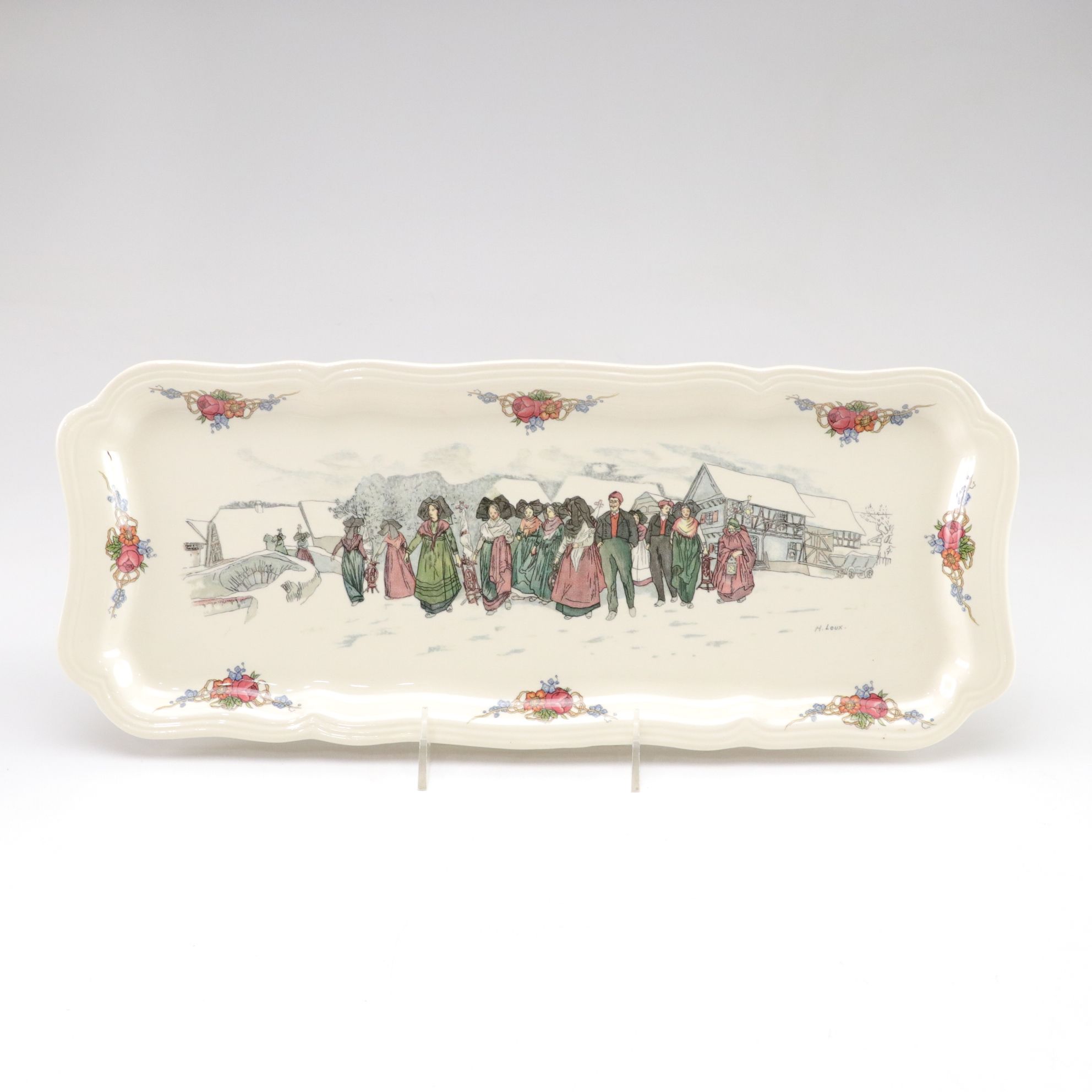 Sarreguemines French Faience "Obernai" Sandwich Tray and Serving Platter