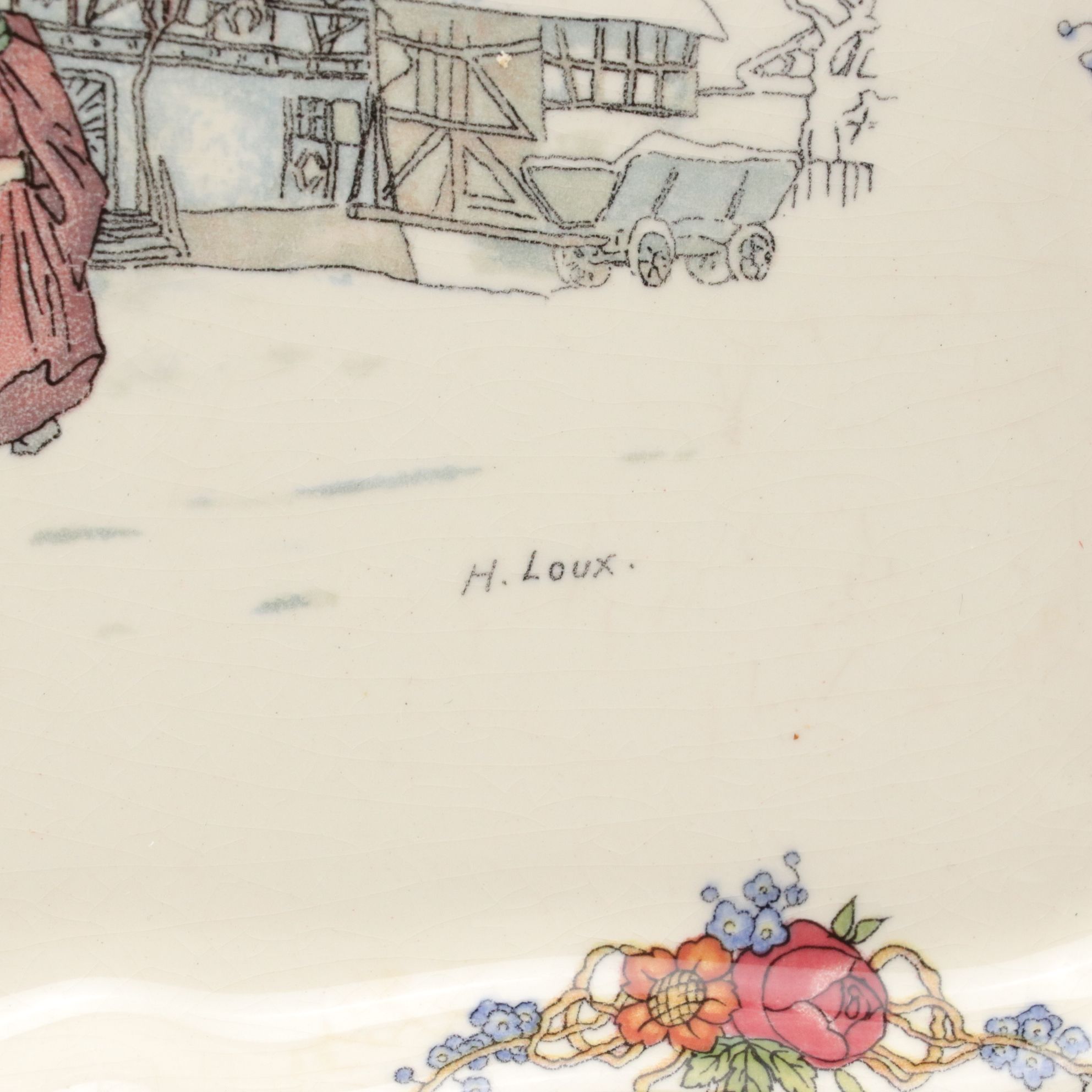 Sarreguemines French Faience "Obernai" Sandwich Tray and Serving Platter