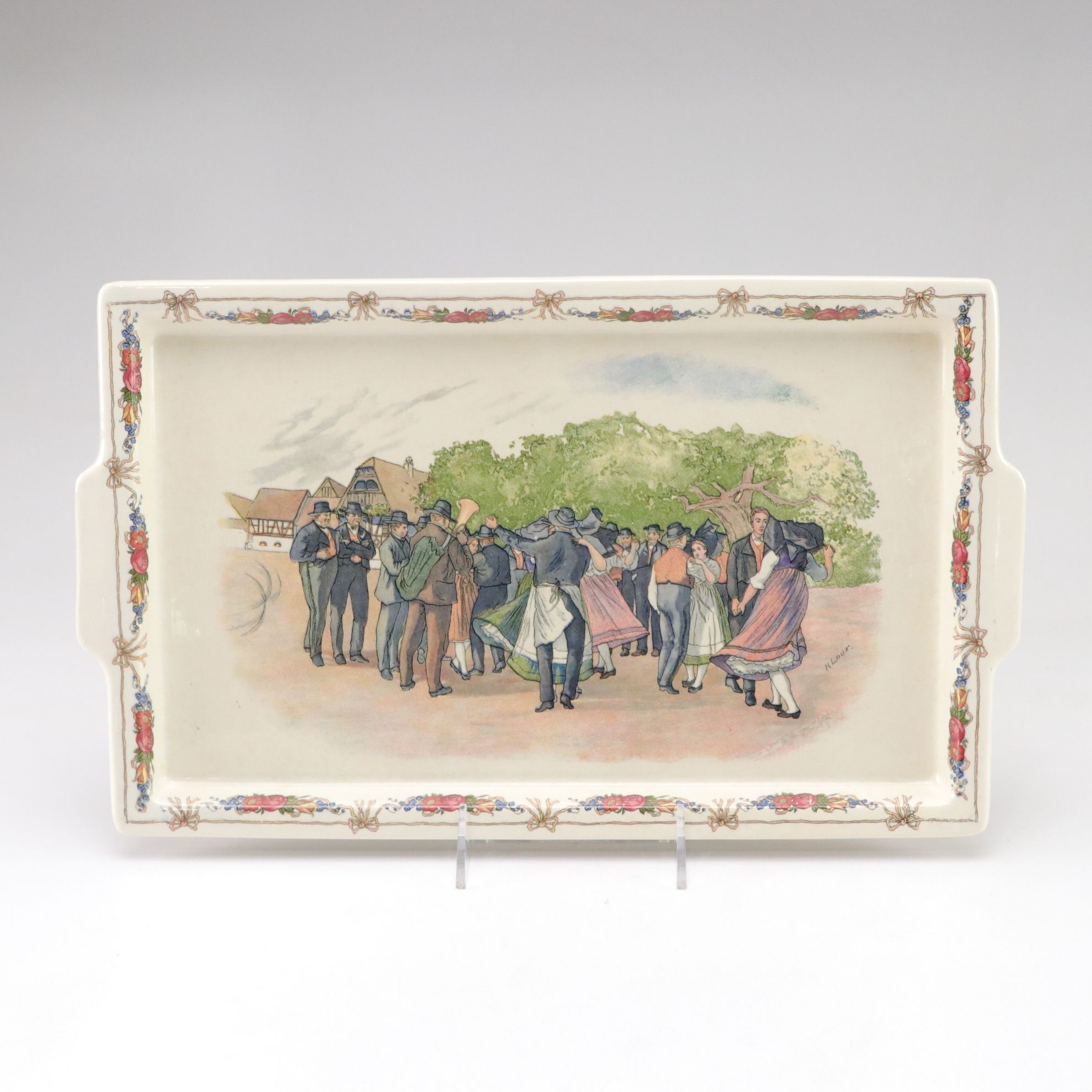 Sarreguemines French Faience "Obernai" Sandwich Tray and Serving Platter