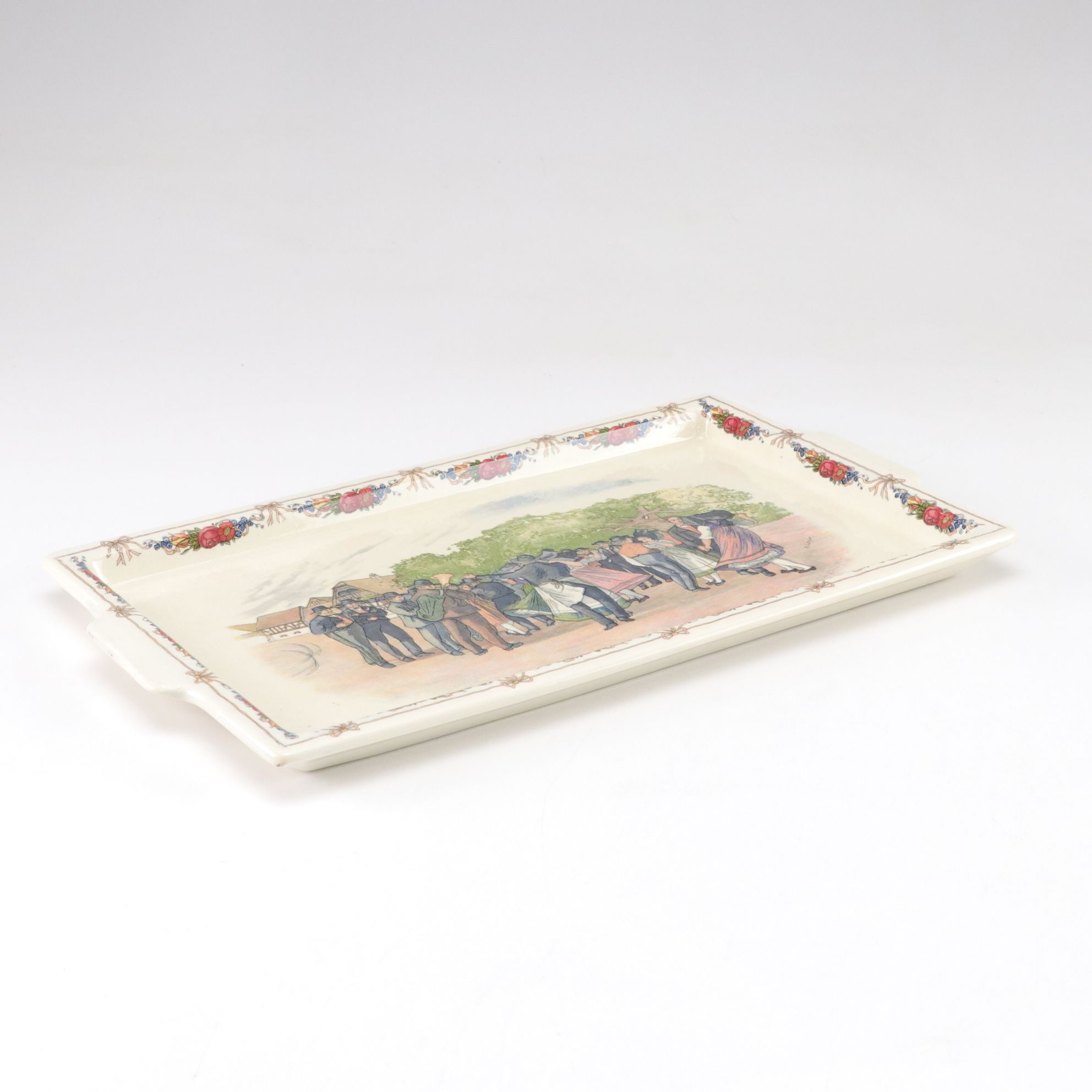 Sarreguemines French Faience "Obernai" Sandwich Tray and Serving Platter