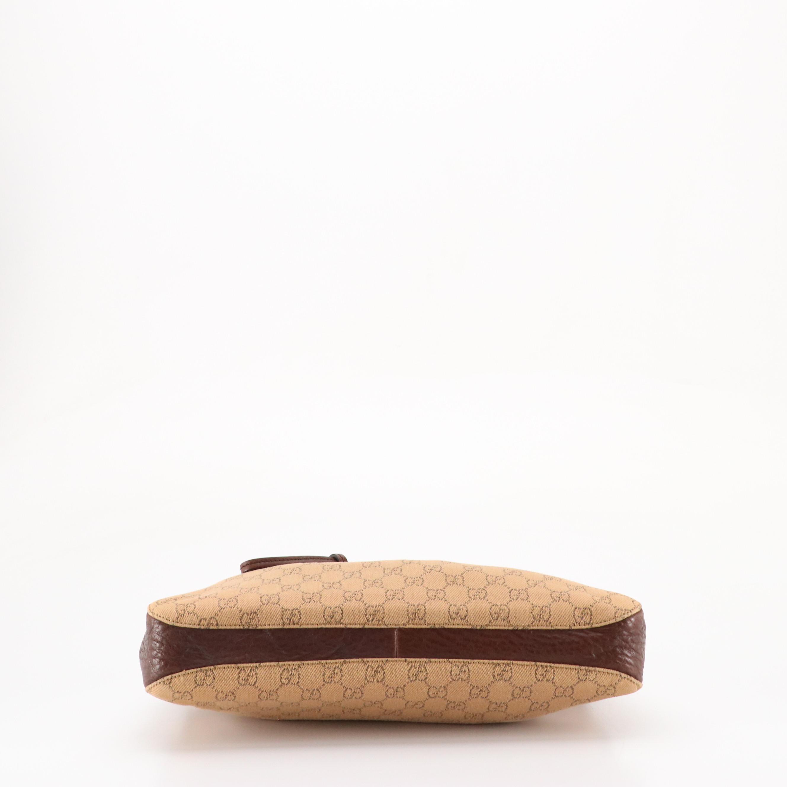 Gucci GG Jacquard Canvas and Leather Shoulder Bag