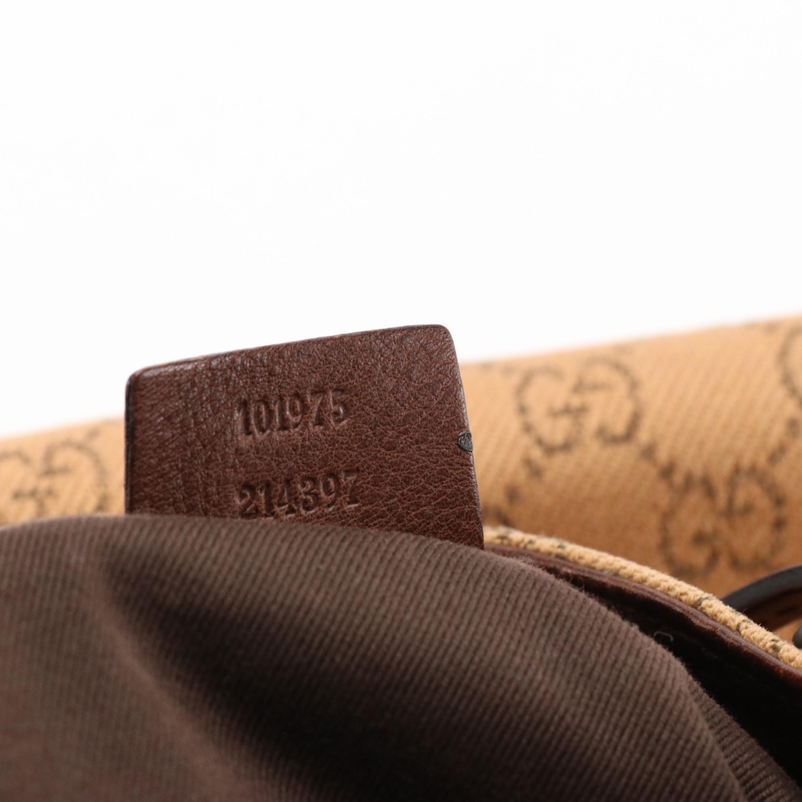 Gucci GG Jacquard Canvas and Leather Shoulder Bag