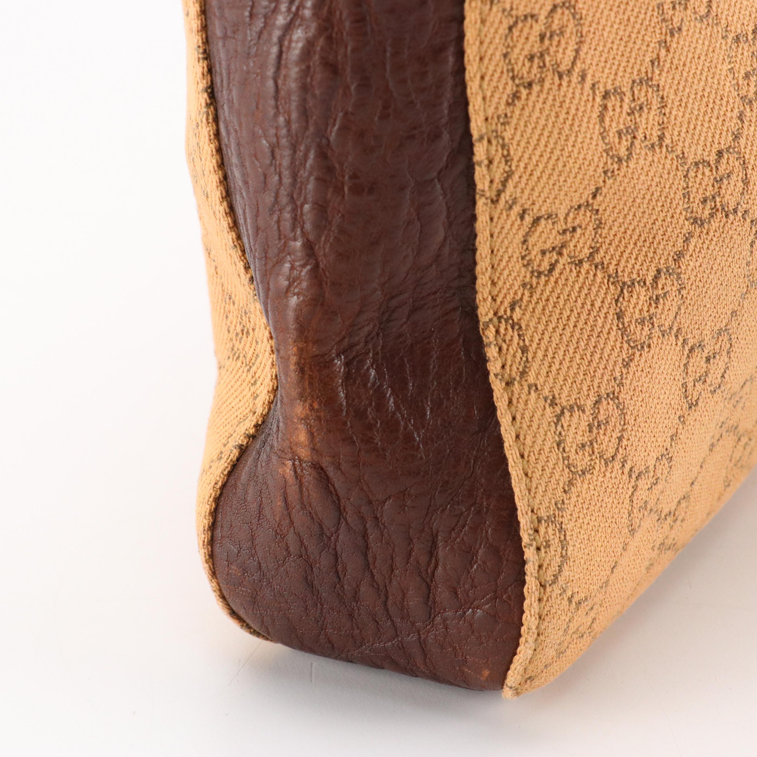 Gucci GG Jacquard Canvas and Leather Shoulder Bag