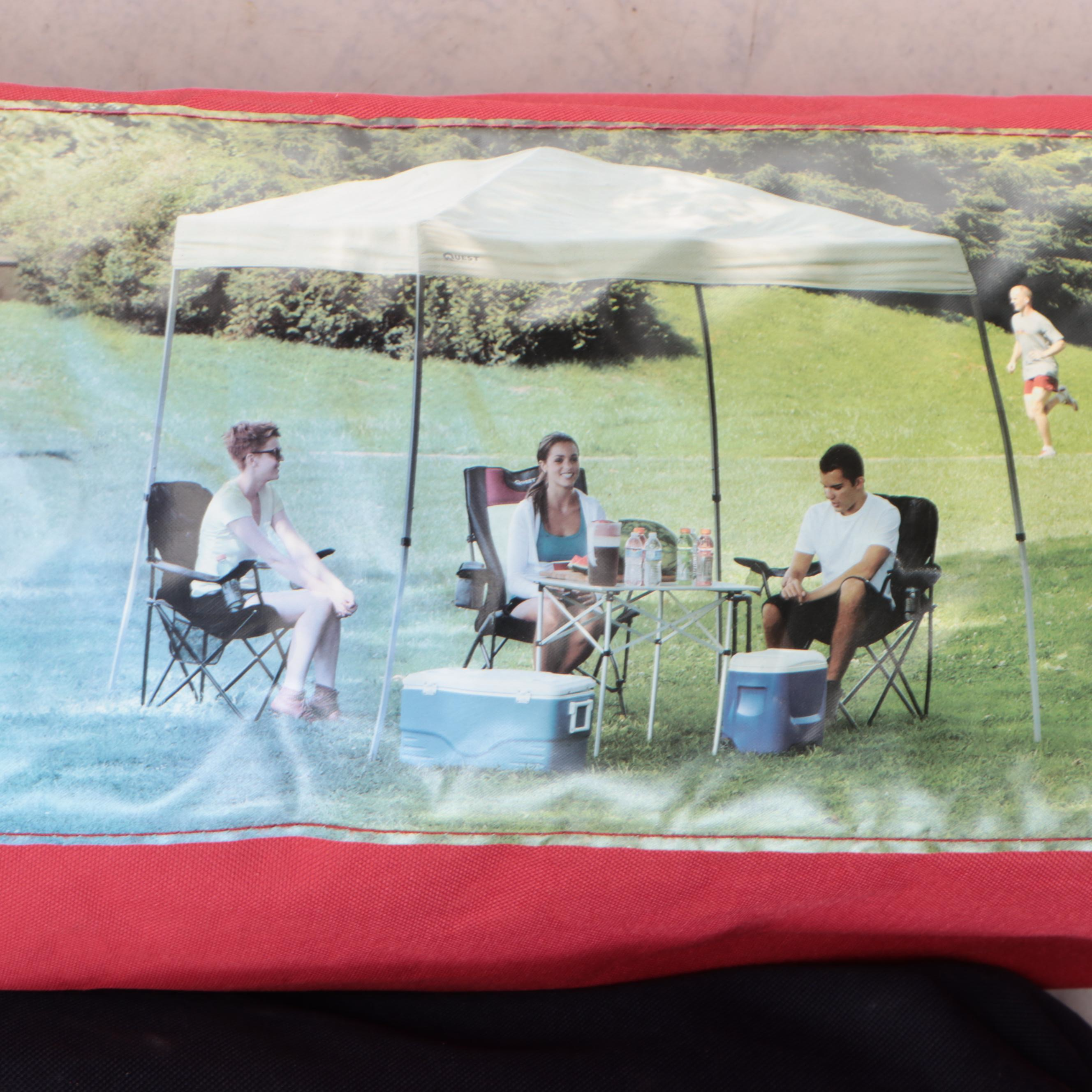 Quest 10x10 Instant Up Canopy with Coleman Cooler, String Lights and More