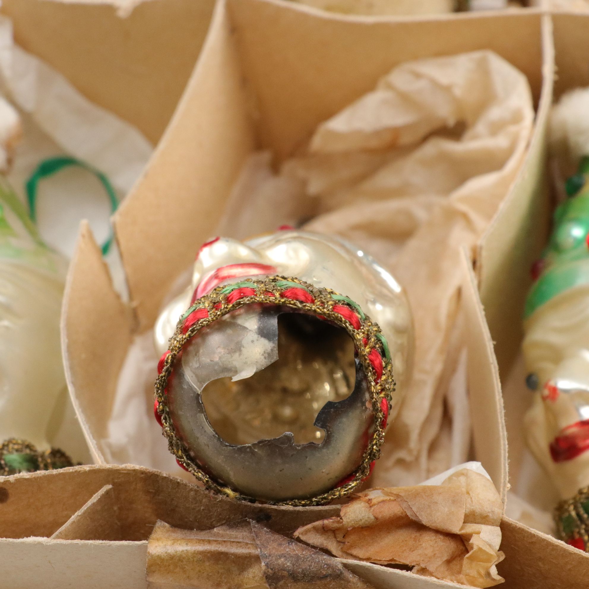 West German and Shiny Brite Hand-Blown Glass Ornaments, Mid-Late 20th C.