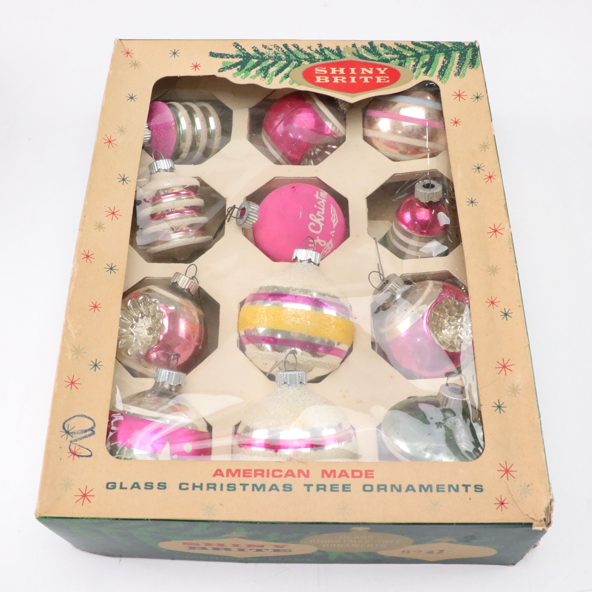 West German and Shiny Brite Hand-Blown Glass Ornaments, Mid-Late 20th C.