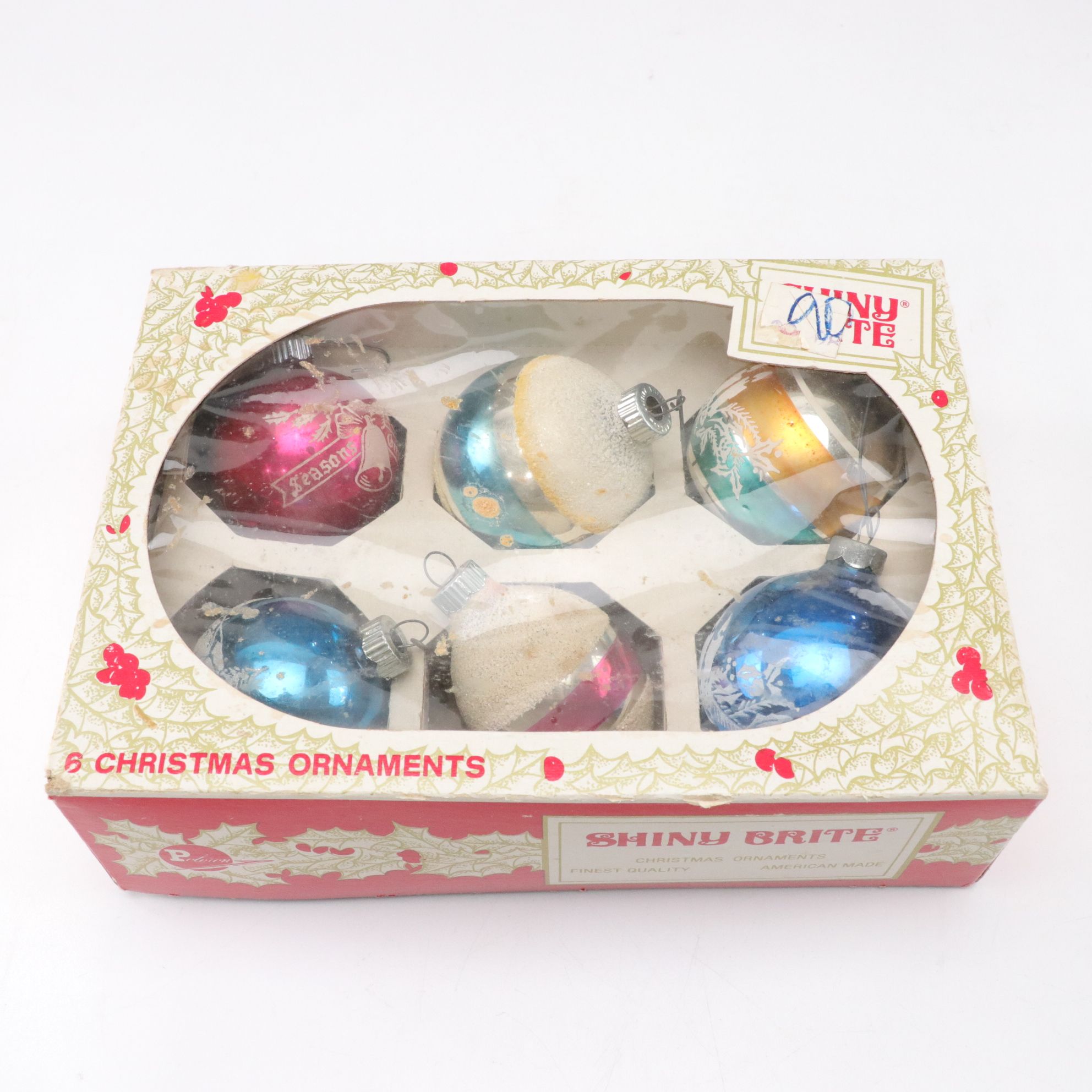 West German and Shiny Brite Hand-Blown Glass Ornaments, Mid-Late 20th C.