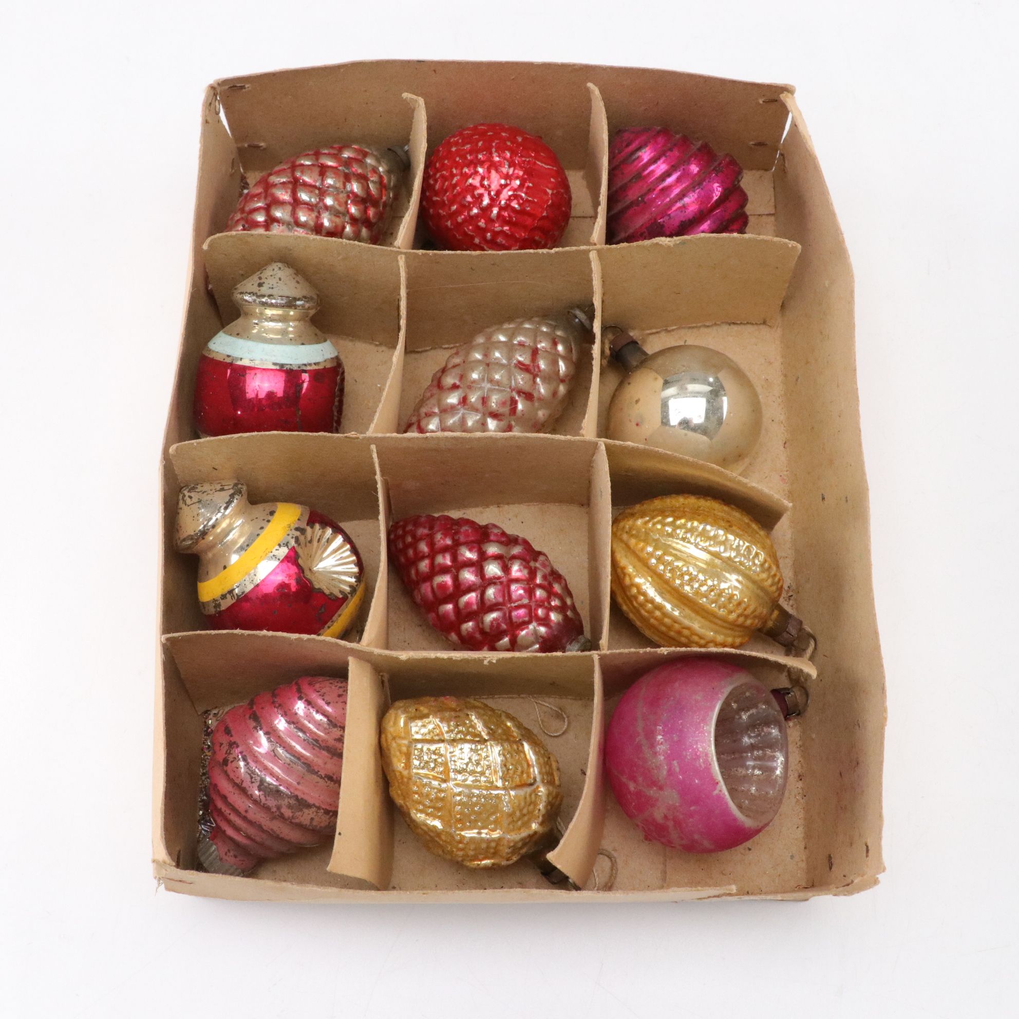 West German and Shiny Brite Hand-Blown Glass Ornaments, Mid-Late 20th C.