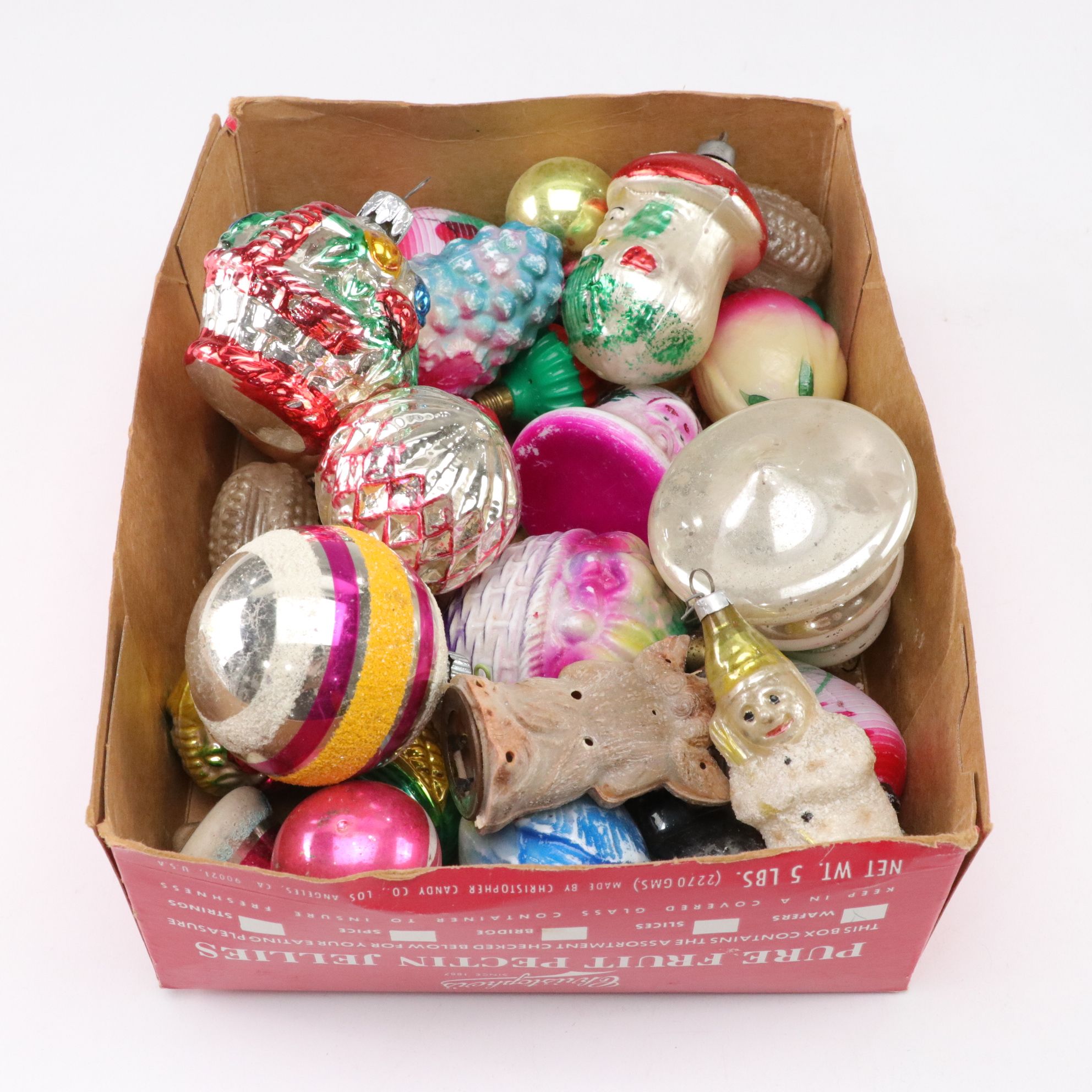 West German and Shiny Brite Hand-Blown Glass Ornaments, Mid-Late 20th C.