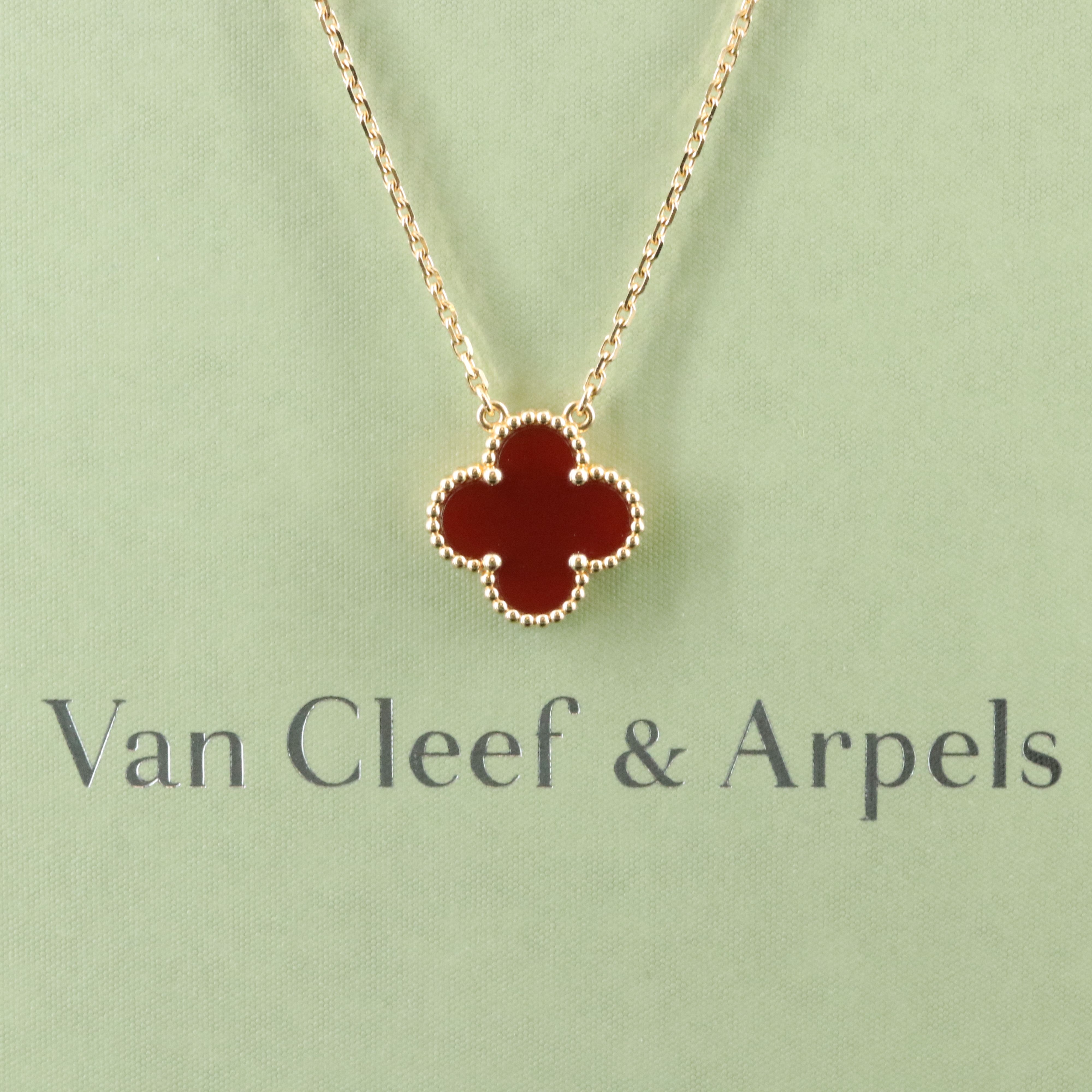 Van Cleef & Arpels 18K Carnelian Vintage Alhambra Necklace