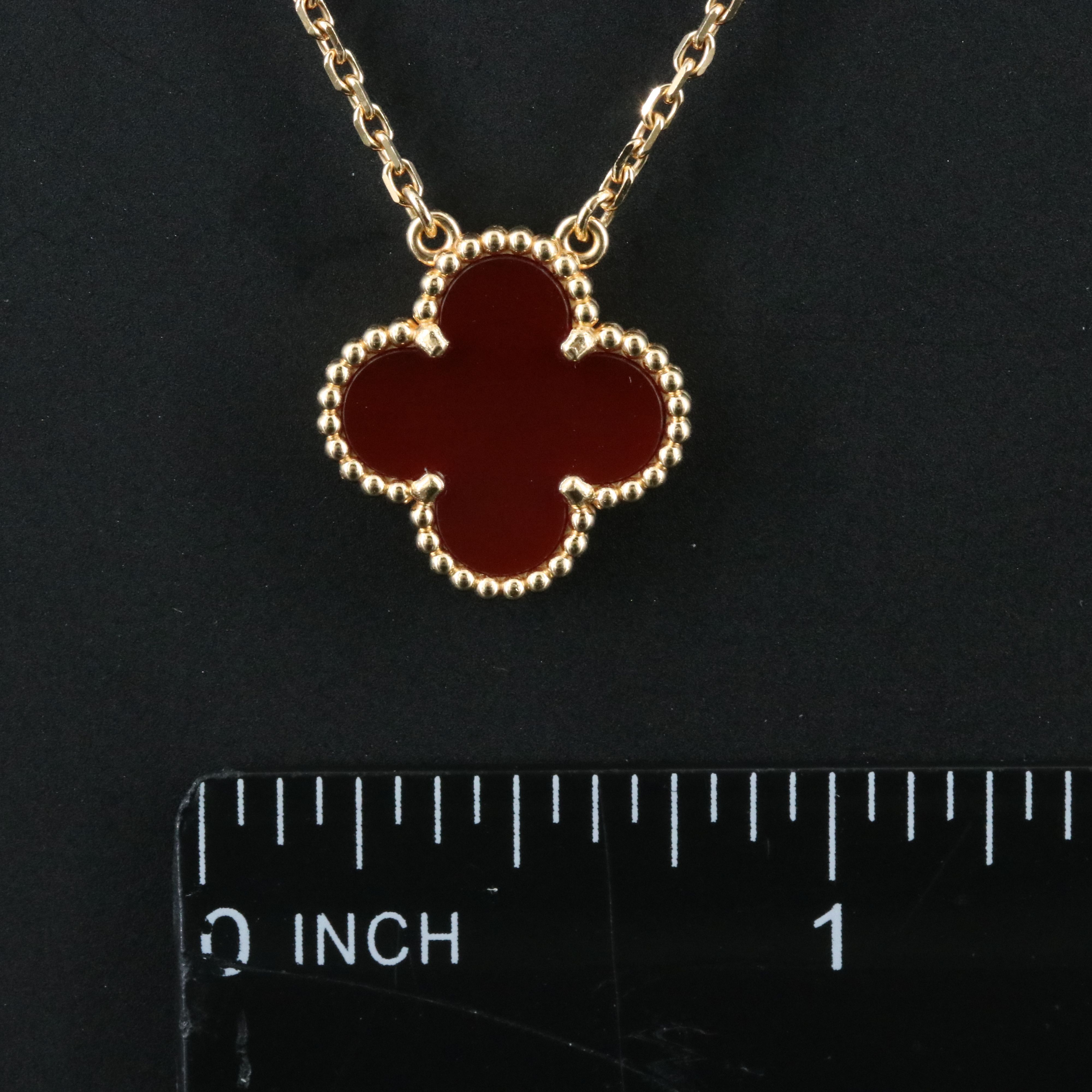 Van Cleef & Arpels 18K Carnelian Vintage Alhambra Necklace