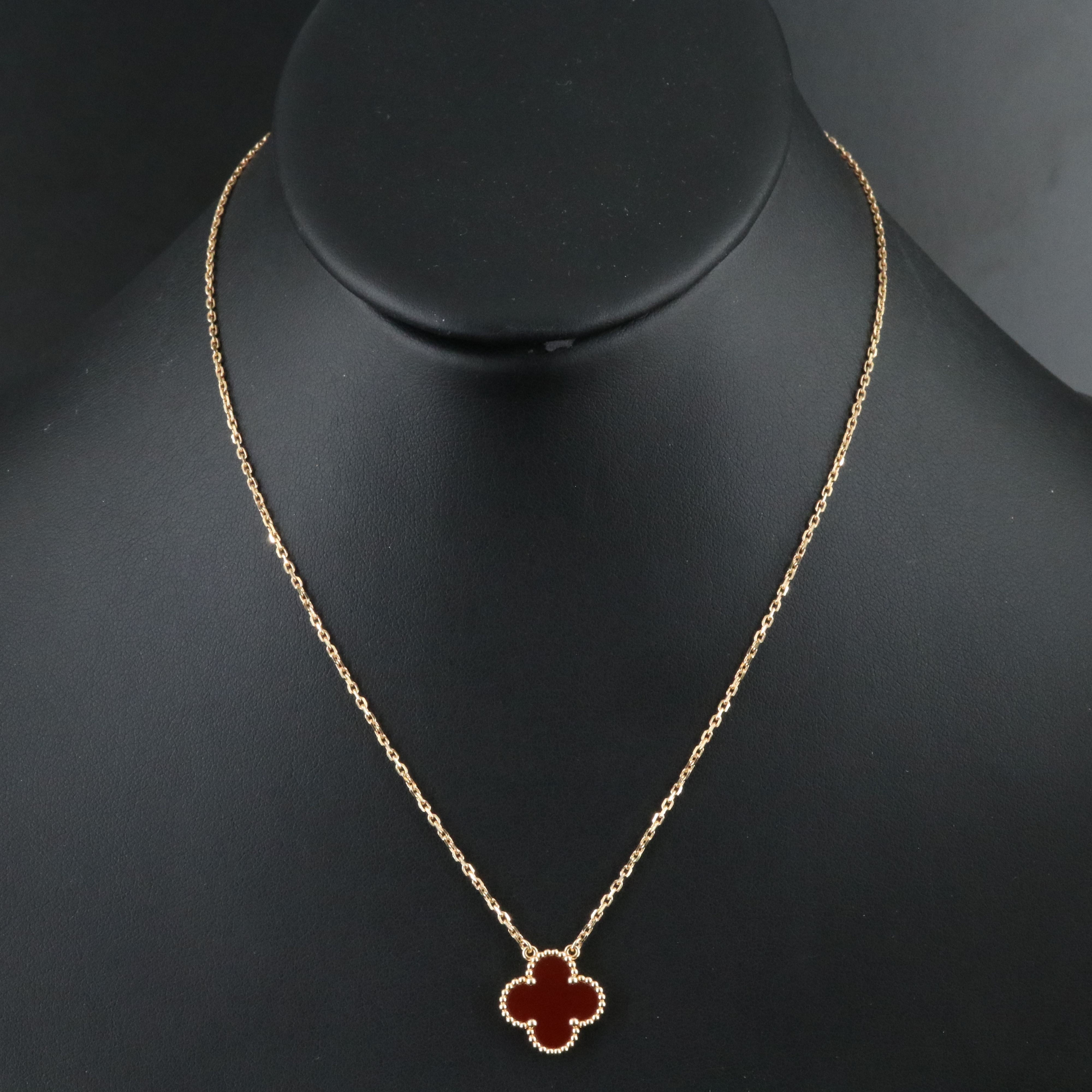 Van Cleef & Arpels 18K Carnelian Vintage Alhambra Necklace