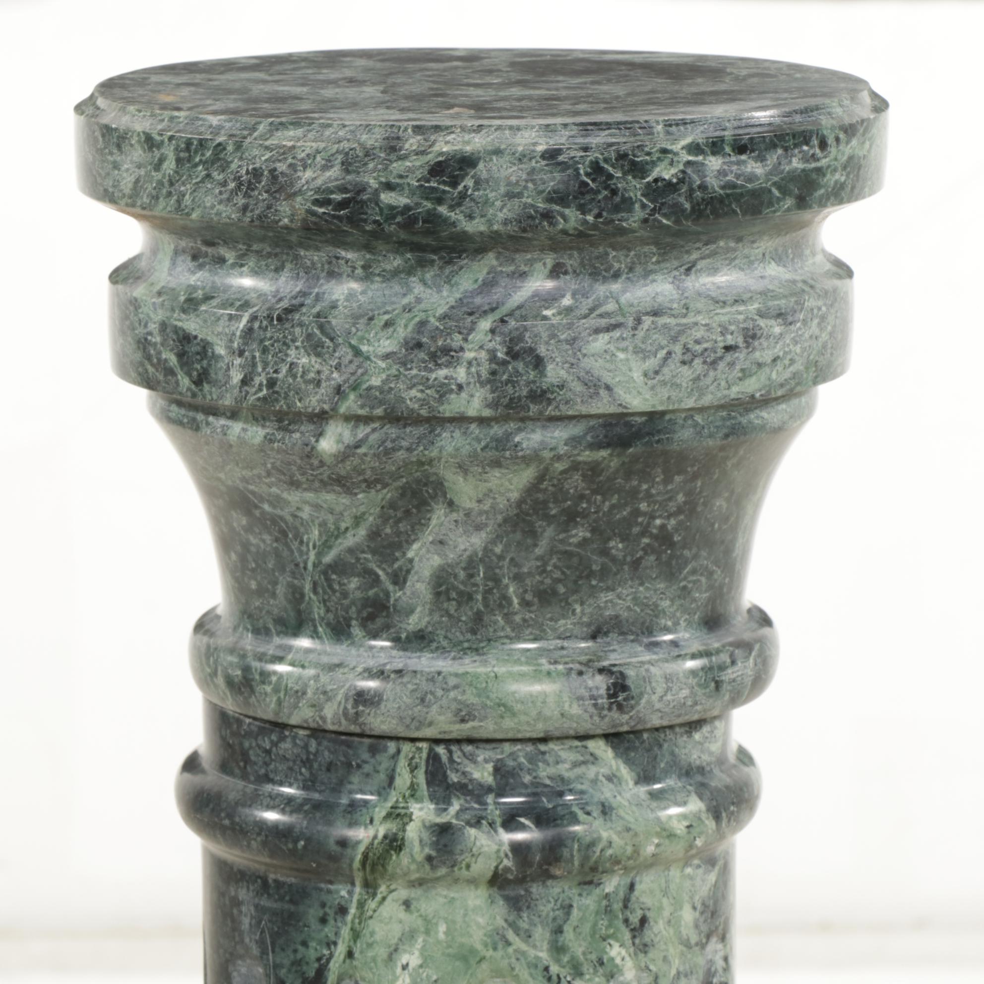 Neoclassical Green Marble Column Pedestal