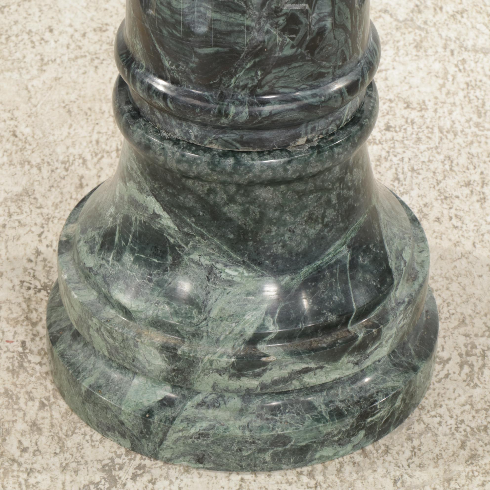 Neoclassical Green Marble Column Pedestal
