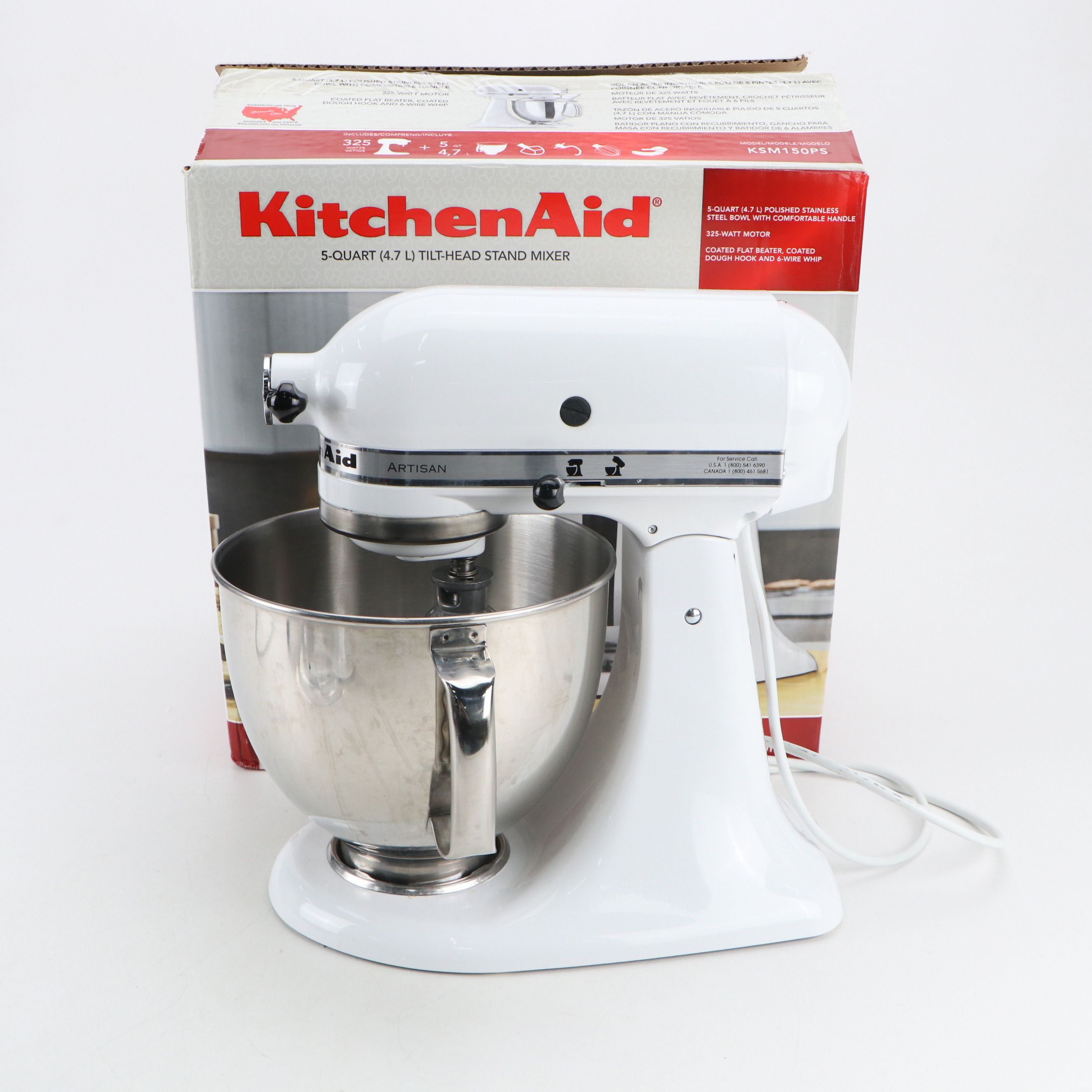 KitchenAid Artisan Metal Stand Mixer with Pasta Making and Shredding Attachments