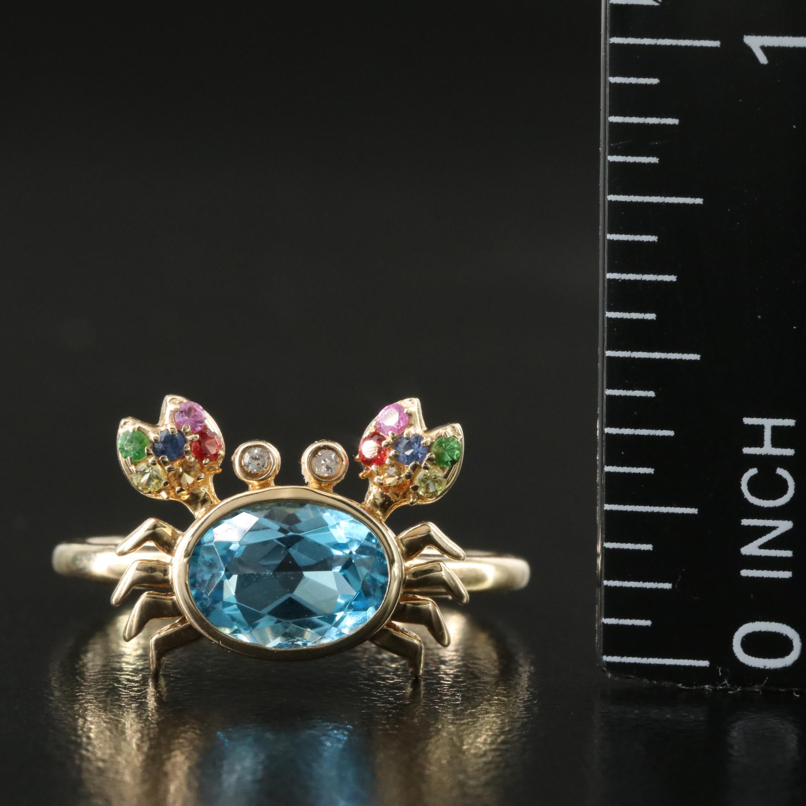 EFFY 14K Topaz, Sapphire, Tsavorite and Diamond Crab Ring