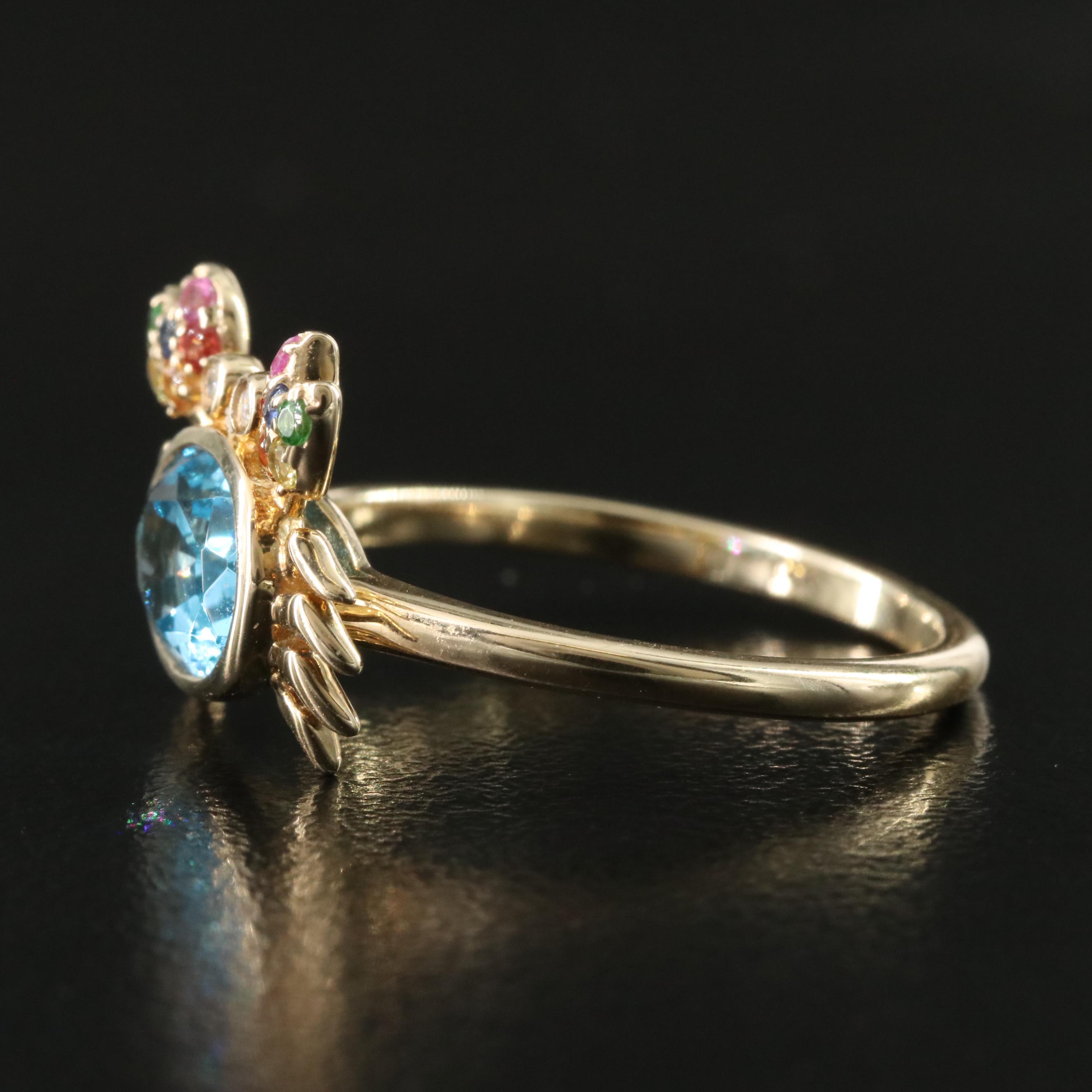 EFFY 14K Topaz, Sapphire, Tsavorite and Diamond Crab Ring