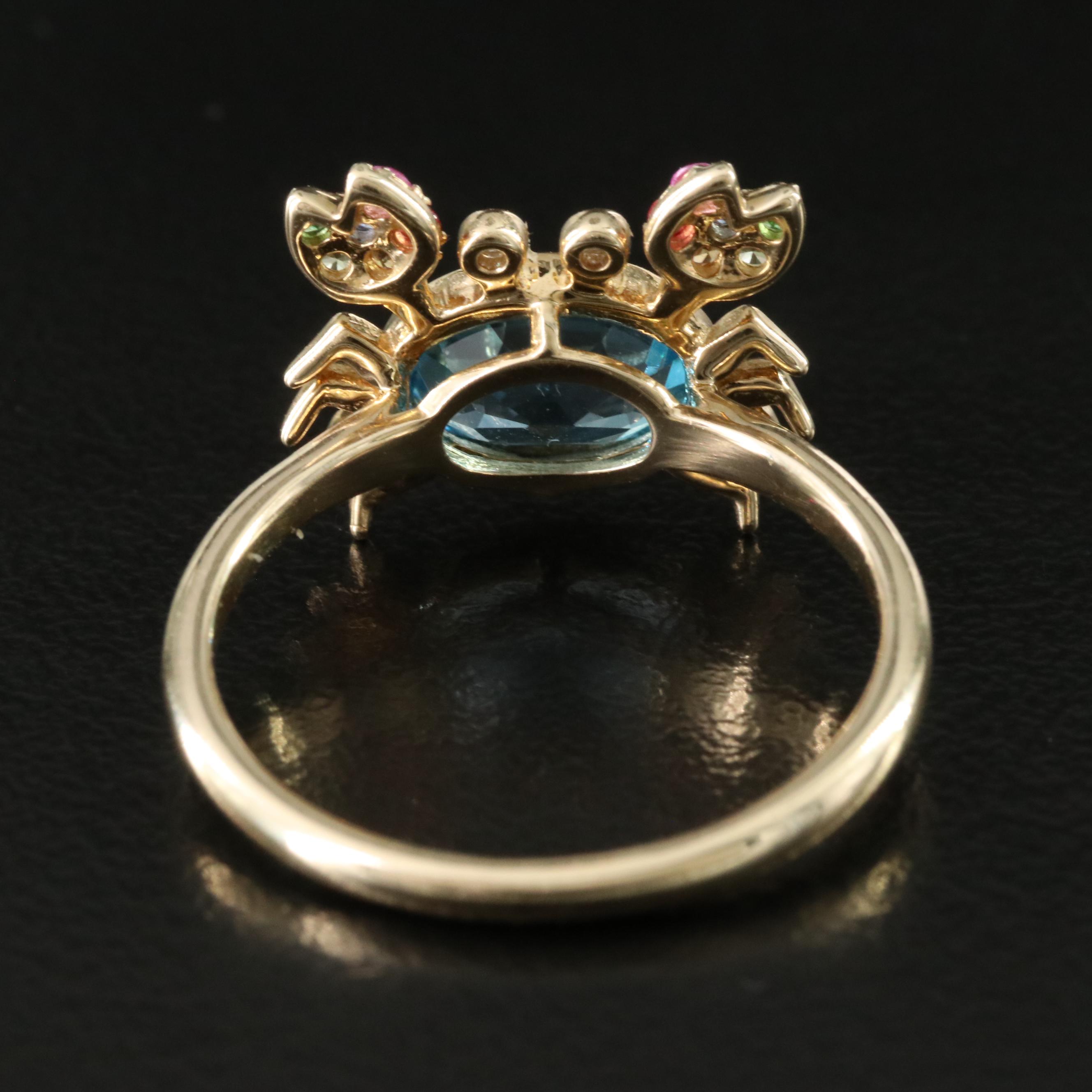 EFFY 14K Topaz, Sapphire, Tsavorite and Diamond Crab Ring
