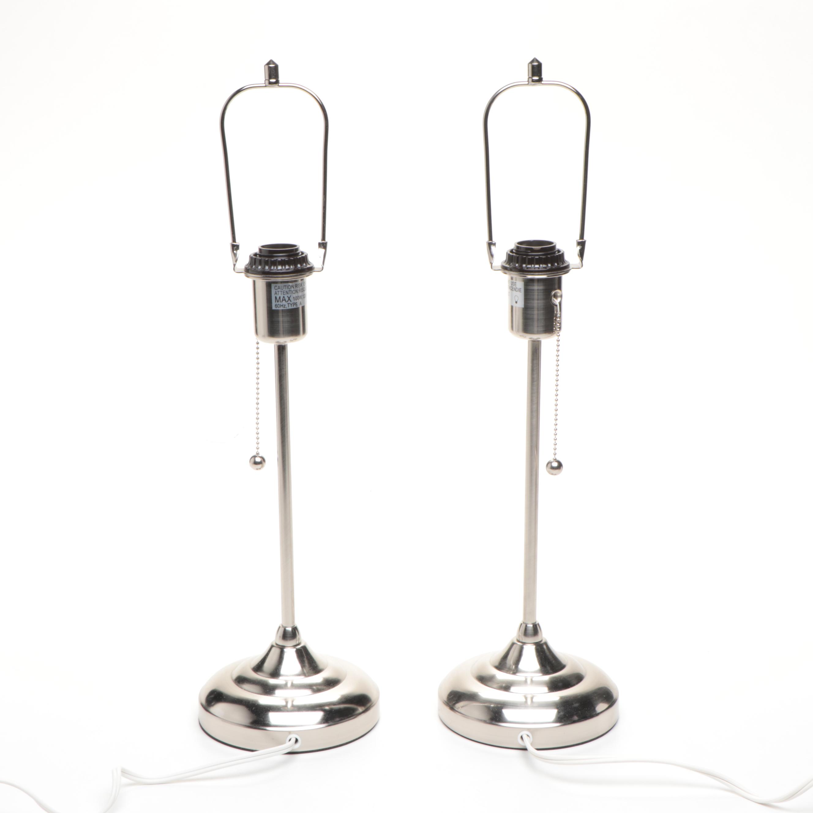 IKEA "Årstid" Polished Metal Table Lamps with Pleated Shades