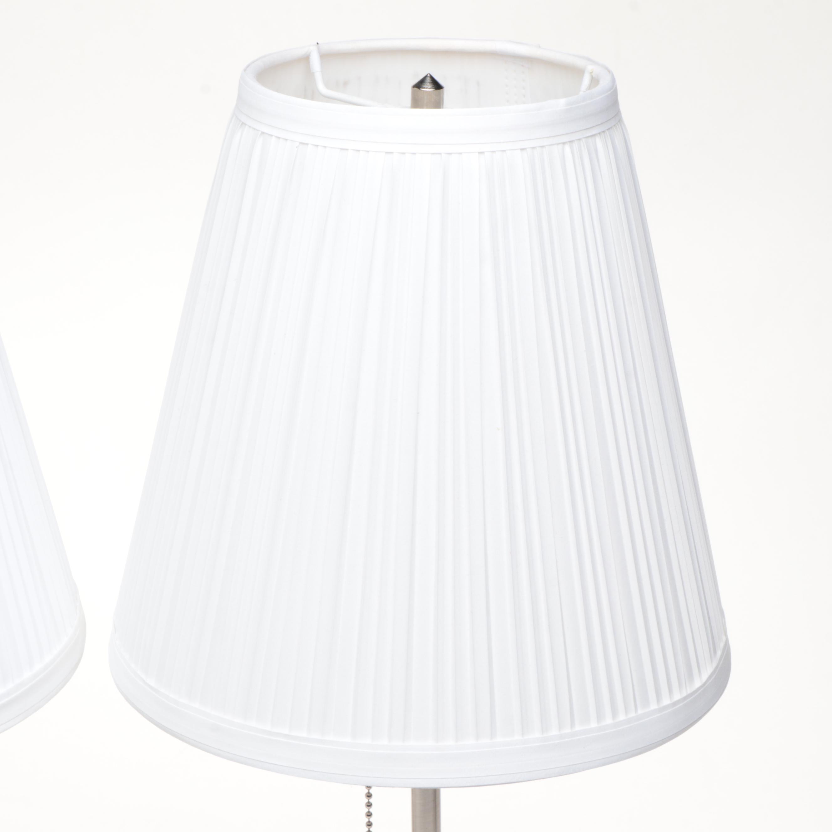 IKEA "Årstid" Polished Metal Table Lamps with Pleated Shades