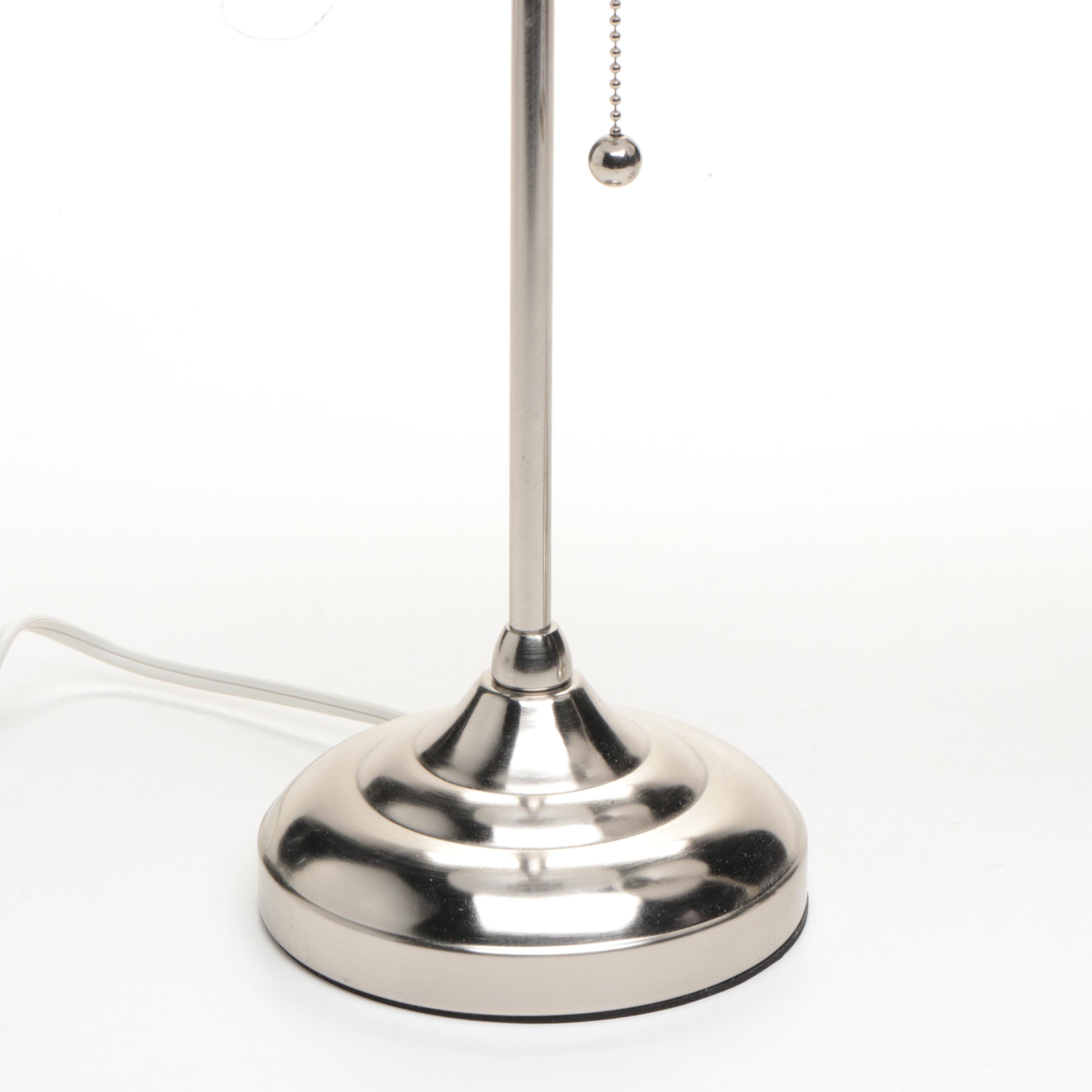 IKEA "Årstid" Polished Metal Table Lamps with Pleated Shades