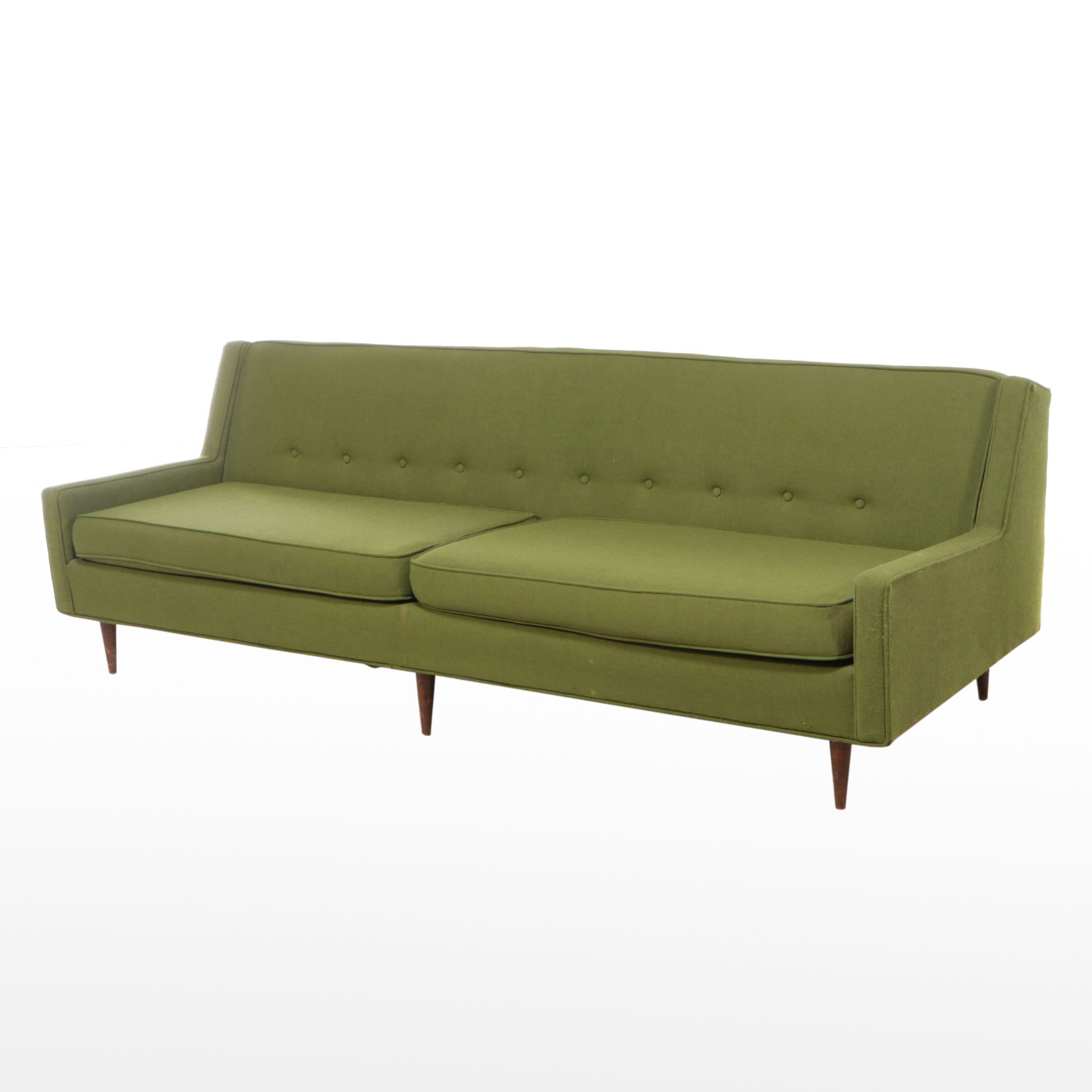 Shillito's Upholstery Dept. Green Mid Century Modern Sofa