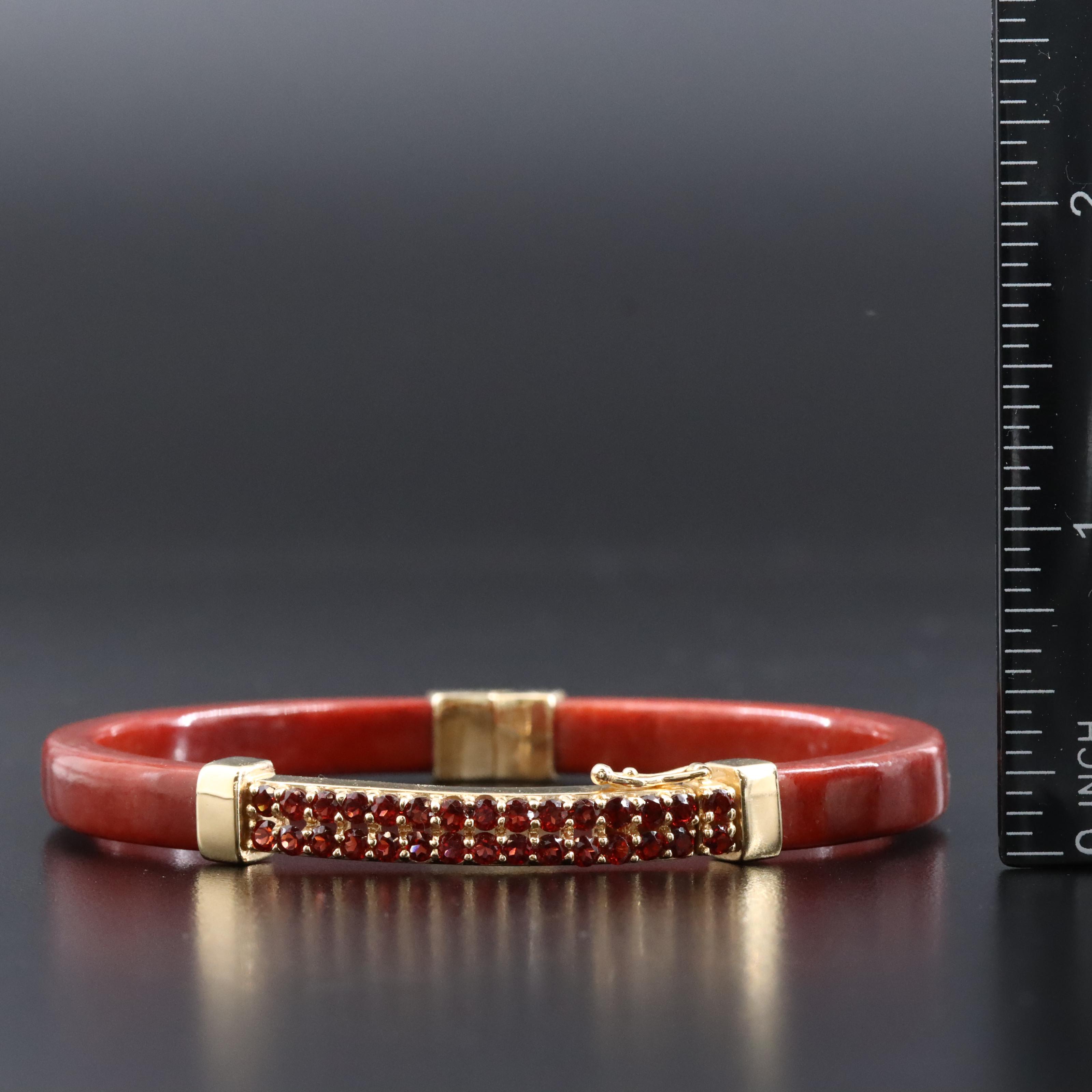 14K Garnet and Jadeite Bracelet and Earrings