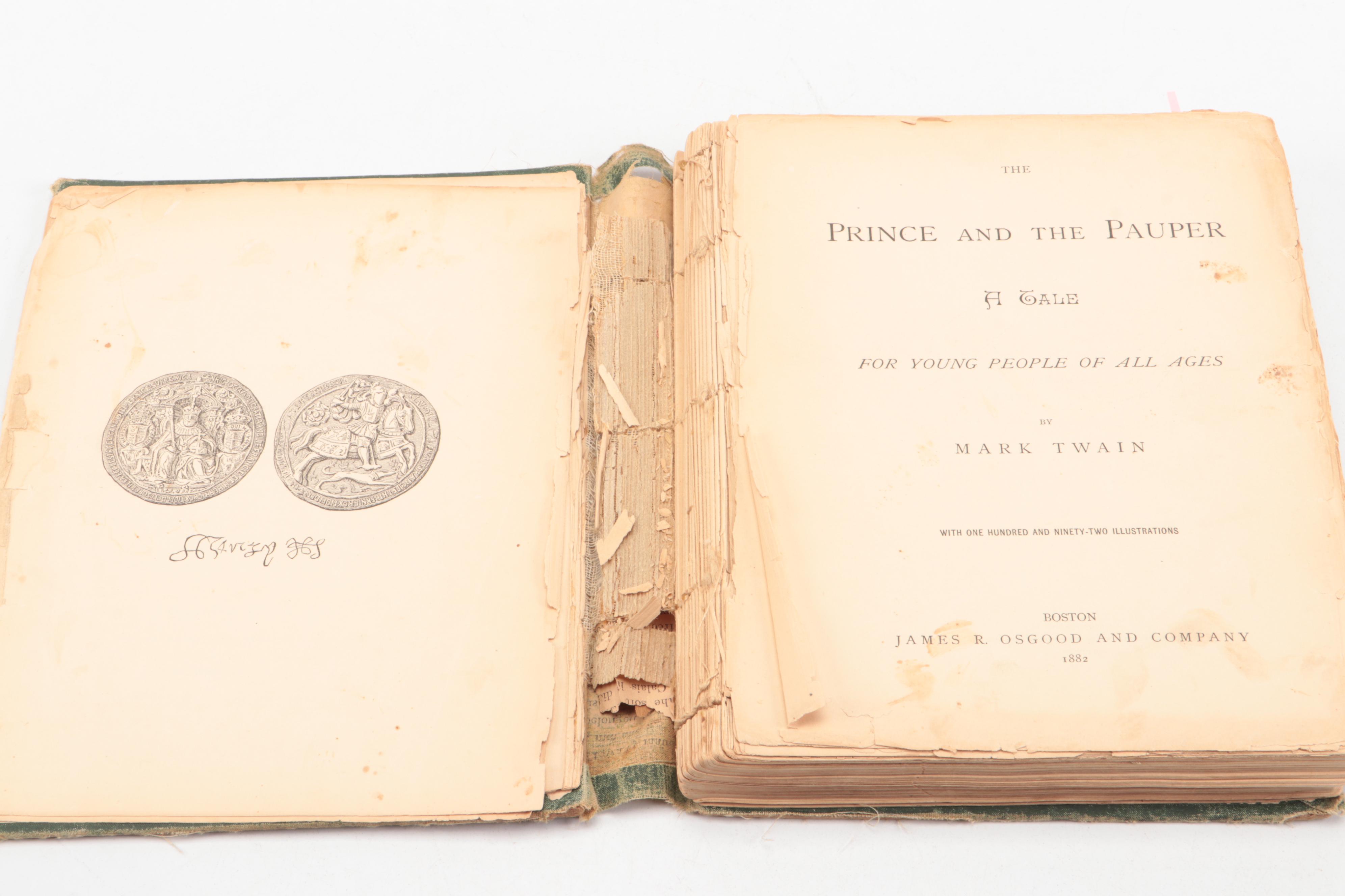 First Edition, Second State "The Prince and the Pauper" by Mark Twain, 1882