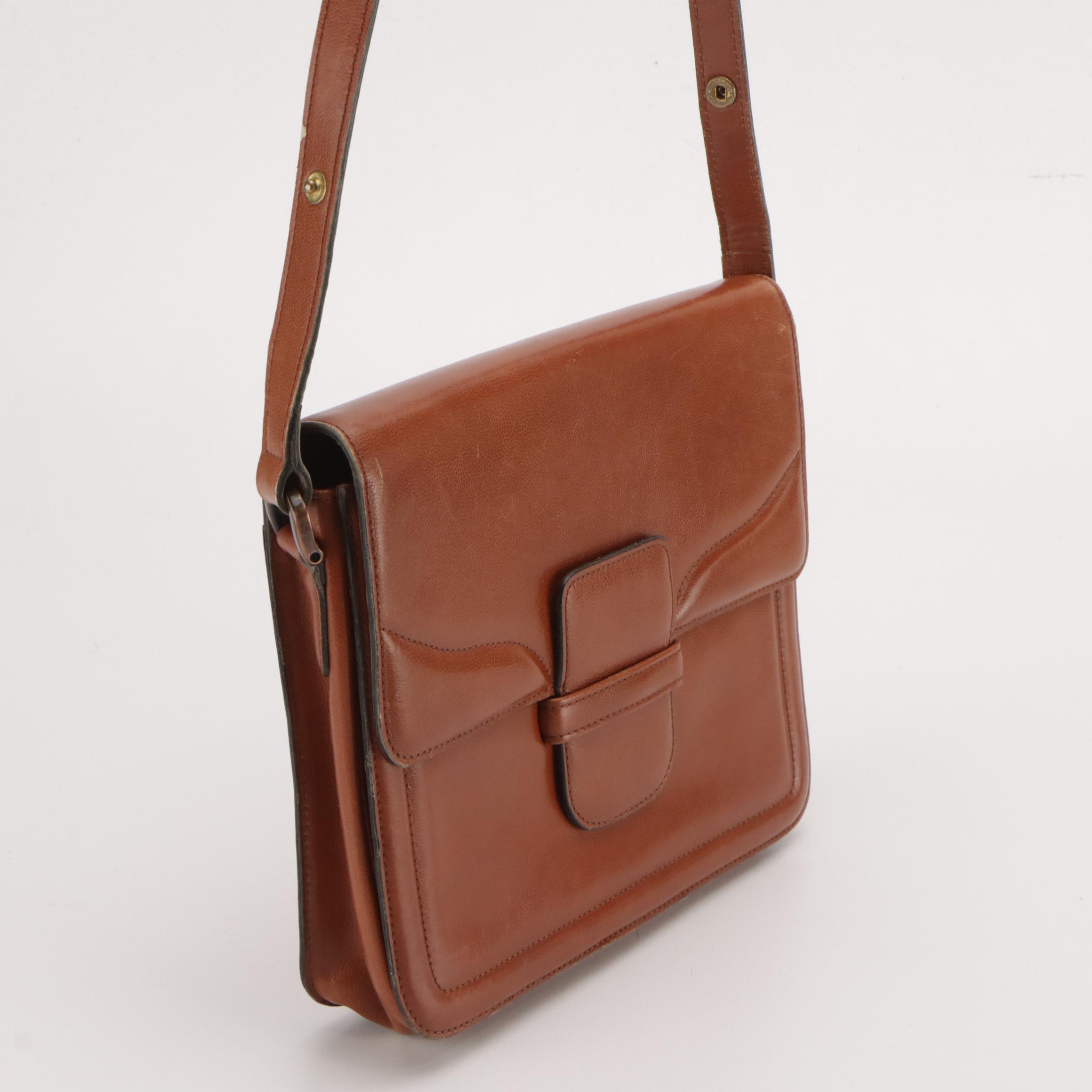 Yves Saint Laurent Brown Grain de Poudre Leather Flap Shoulder Bag