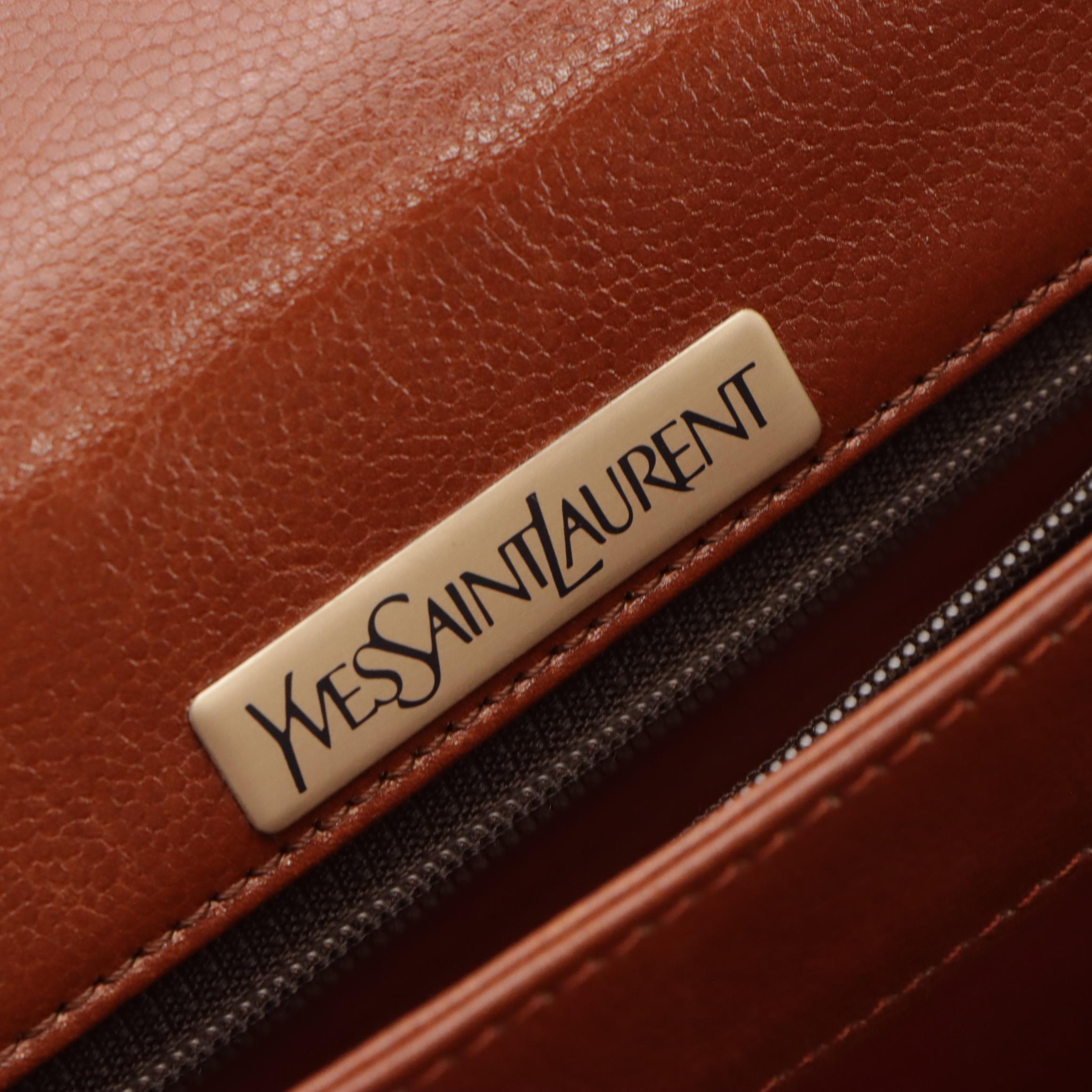 Yves Saint Laurent Brown Grain de Poudre Leather Flap Shoulder Bag