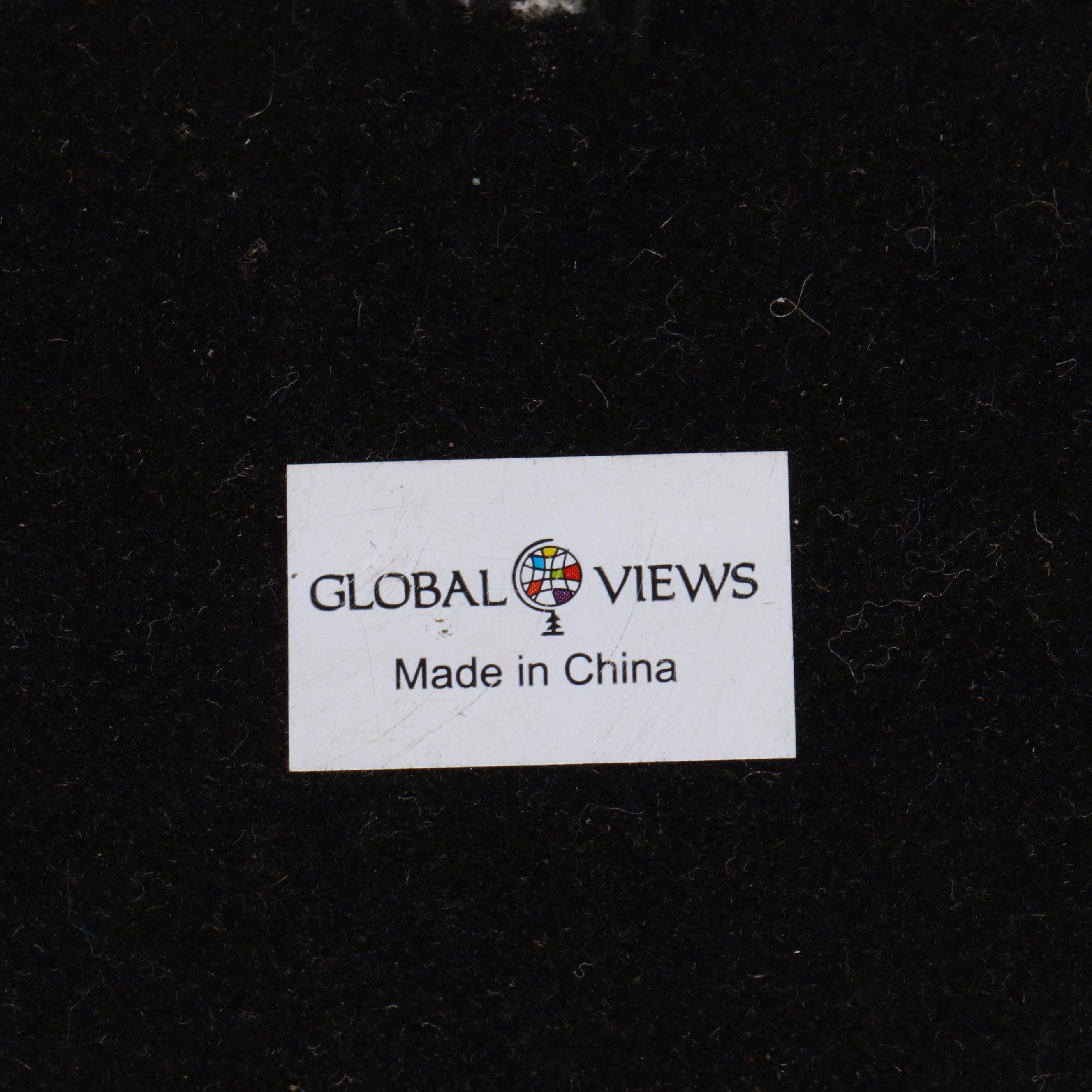 Global Views Sea Urchin Sculpture with Crystal Ball on Brass Stand