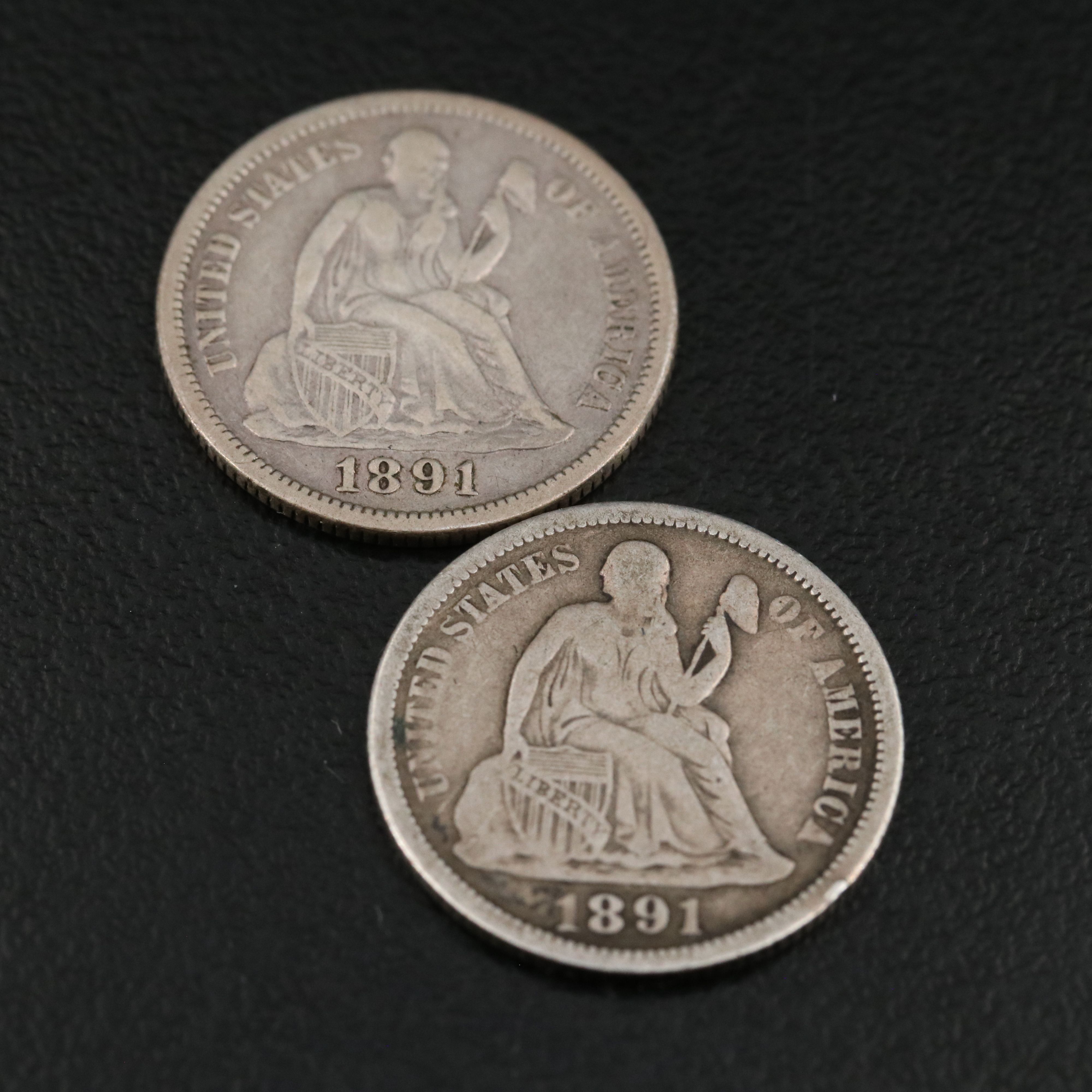 Seven Different Seated Liberty Dimes