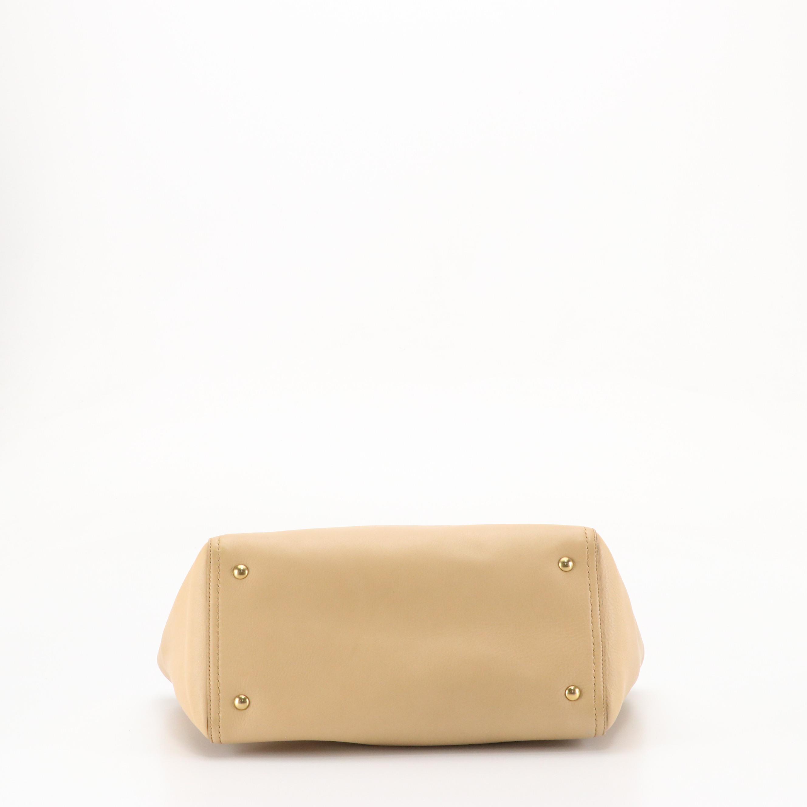 Salvatore Ferragamo Gancini-Zip Tote Bag in Beige Calfskin Leather