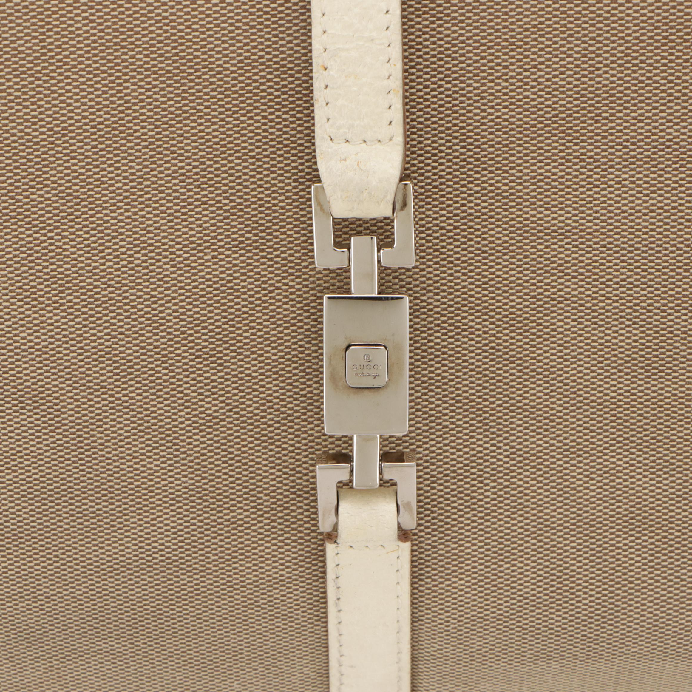 Gucci Woven Canvas and Cinghiale Leather Jackie Tote