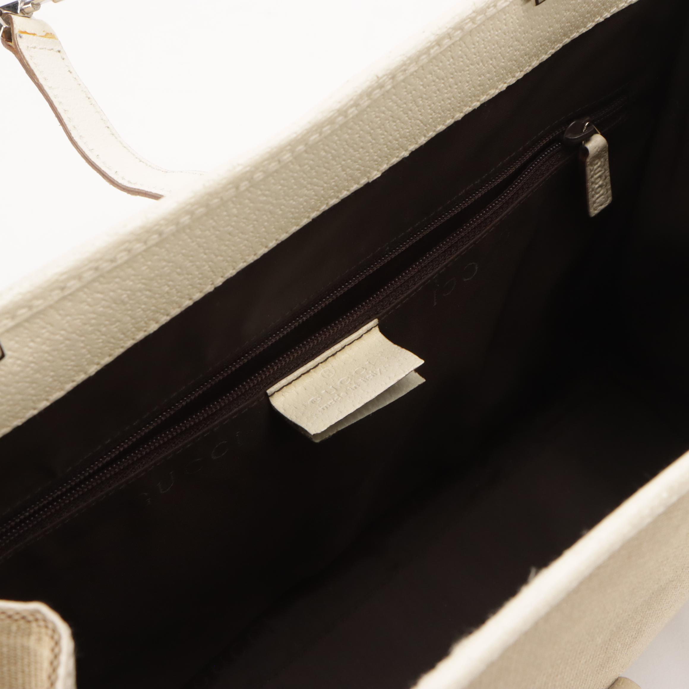 Gucci Woven Canvas and Cinghiale Leather Jackie Tote