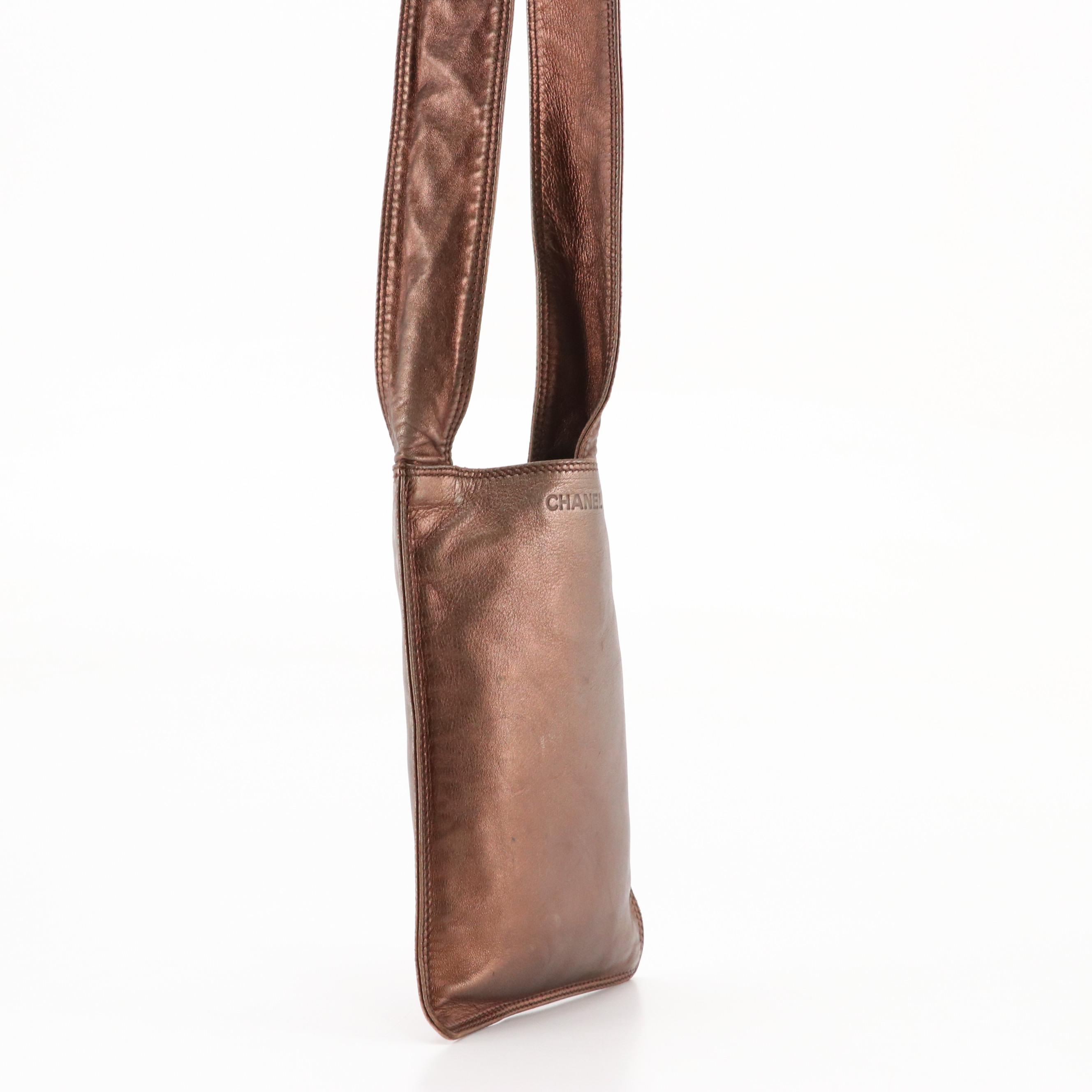 Chanel Metallic Bronze Leather Crossbody Bag