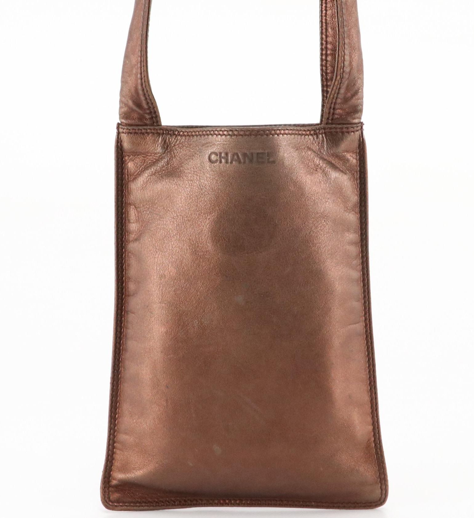 Chanel Metallic Bronze Leather Crossbody Bag