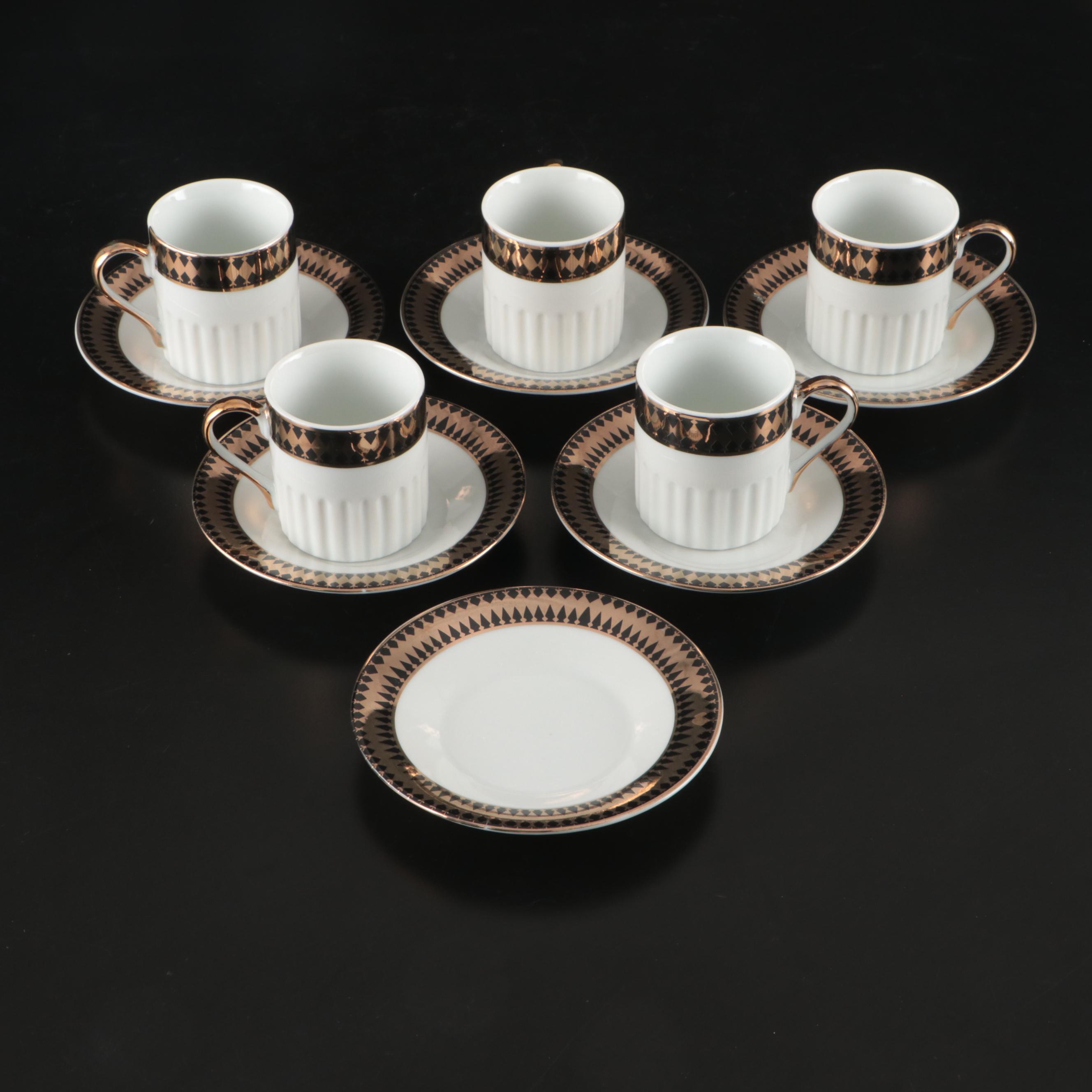 Chinese Porcelain Opium Pillow with Kagiya Demitasse Cups and Saucers and Jar