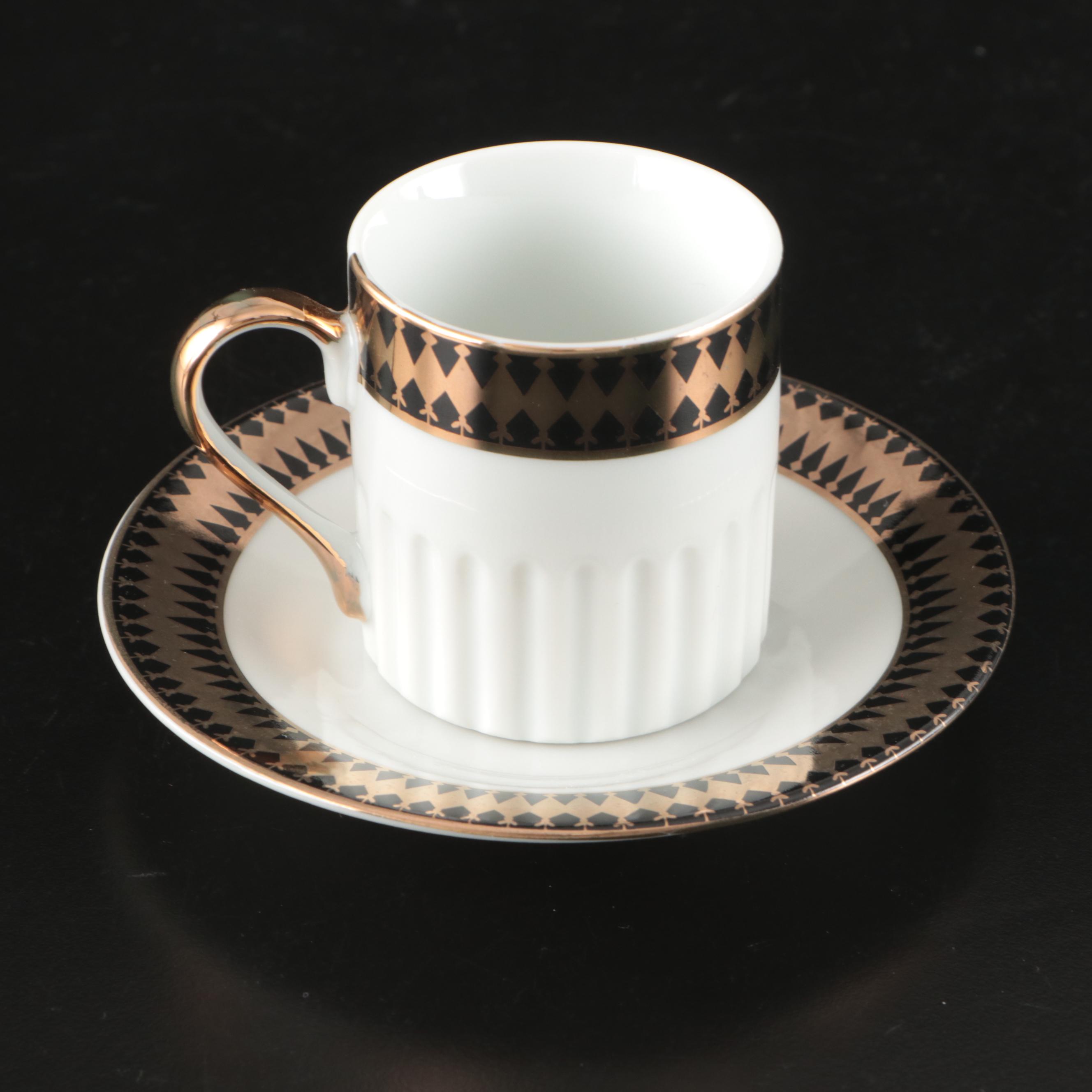 Chinese Porcelain Opium Pillow with Kagiya Demitasse Cups and Saucers and Jar