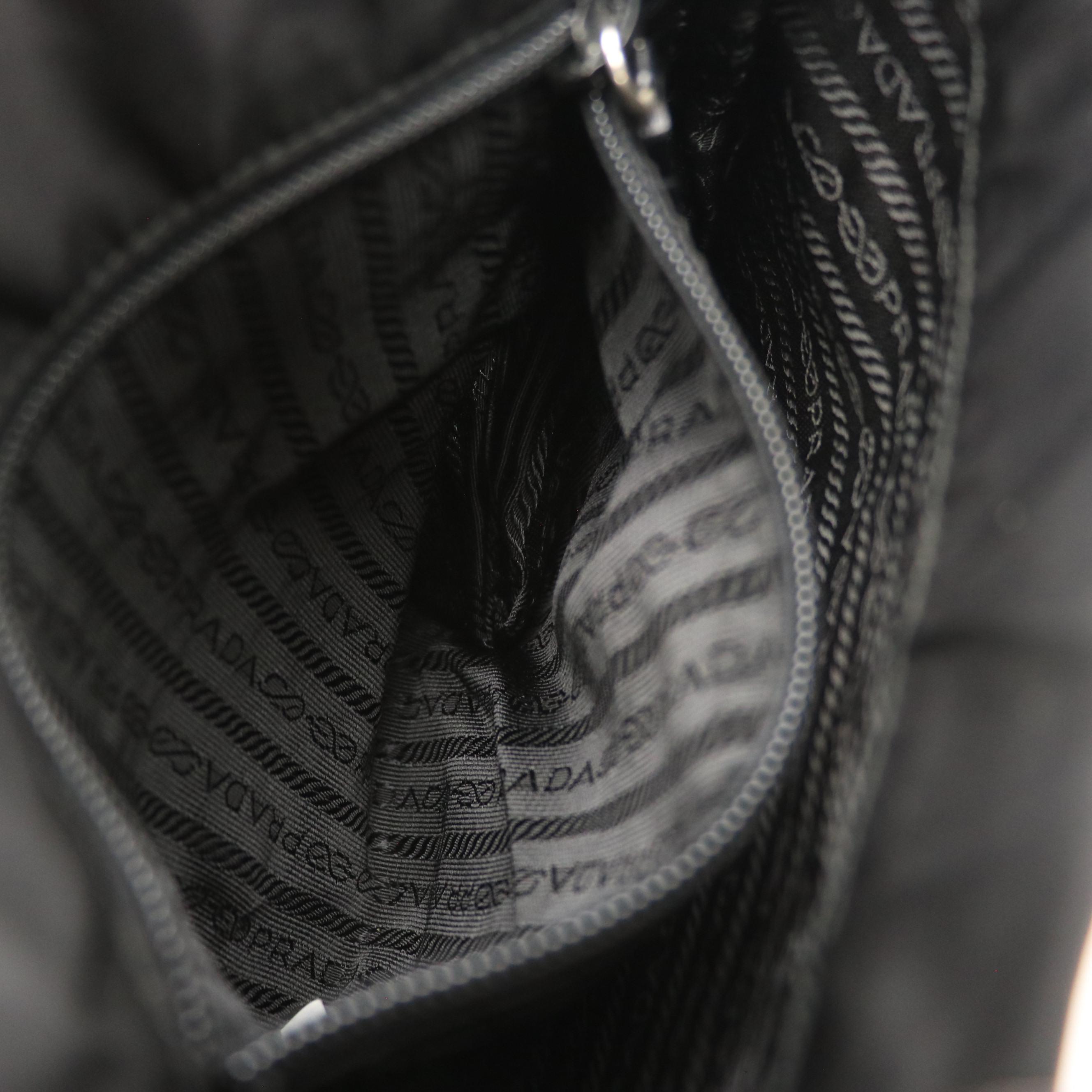 Prada Mini Tote in Black Nylon with Leather Rose Applique