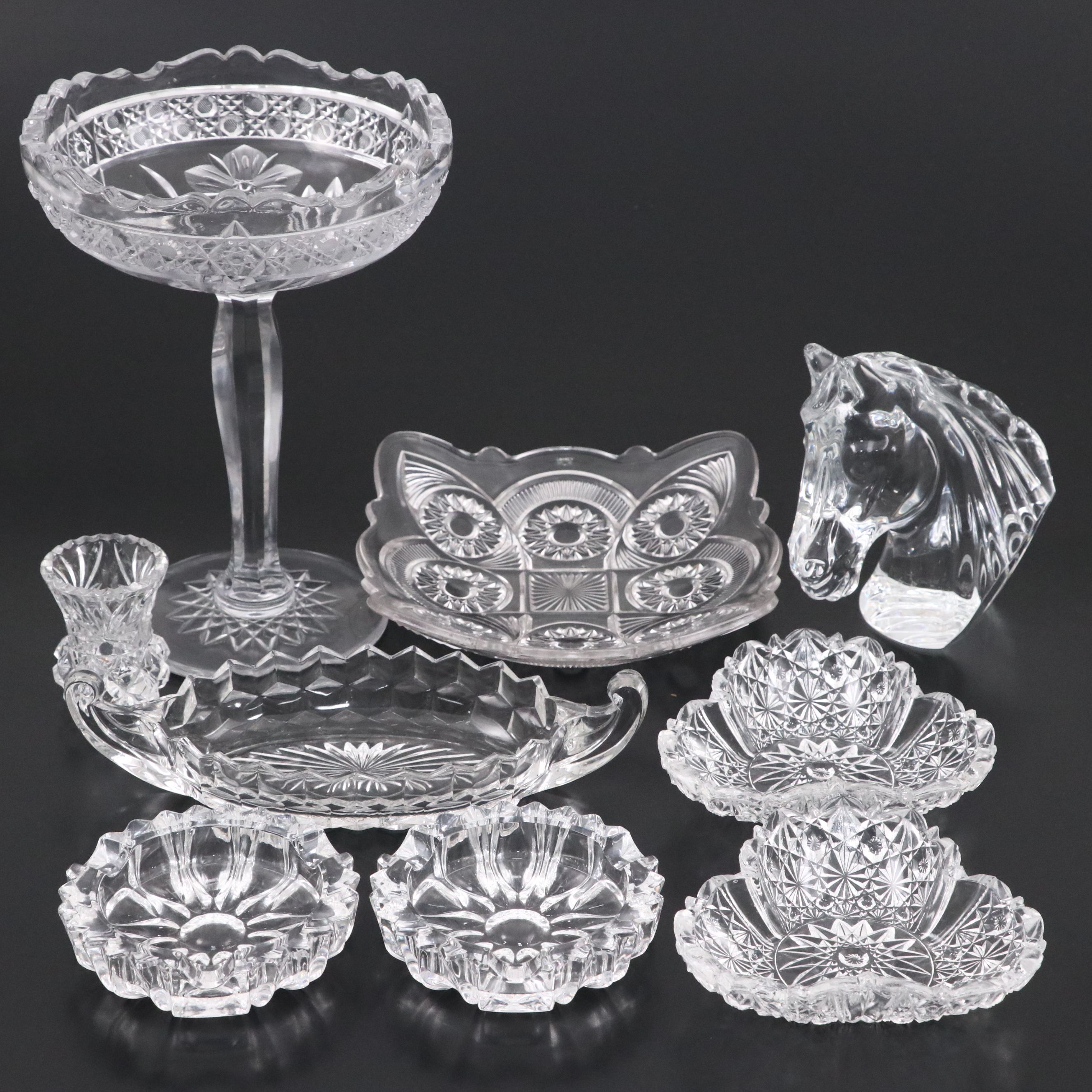 Waterford Crystal Horse Head Figurine with Trays, Dishes, Ashtrays and More