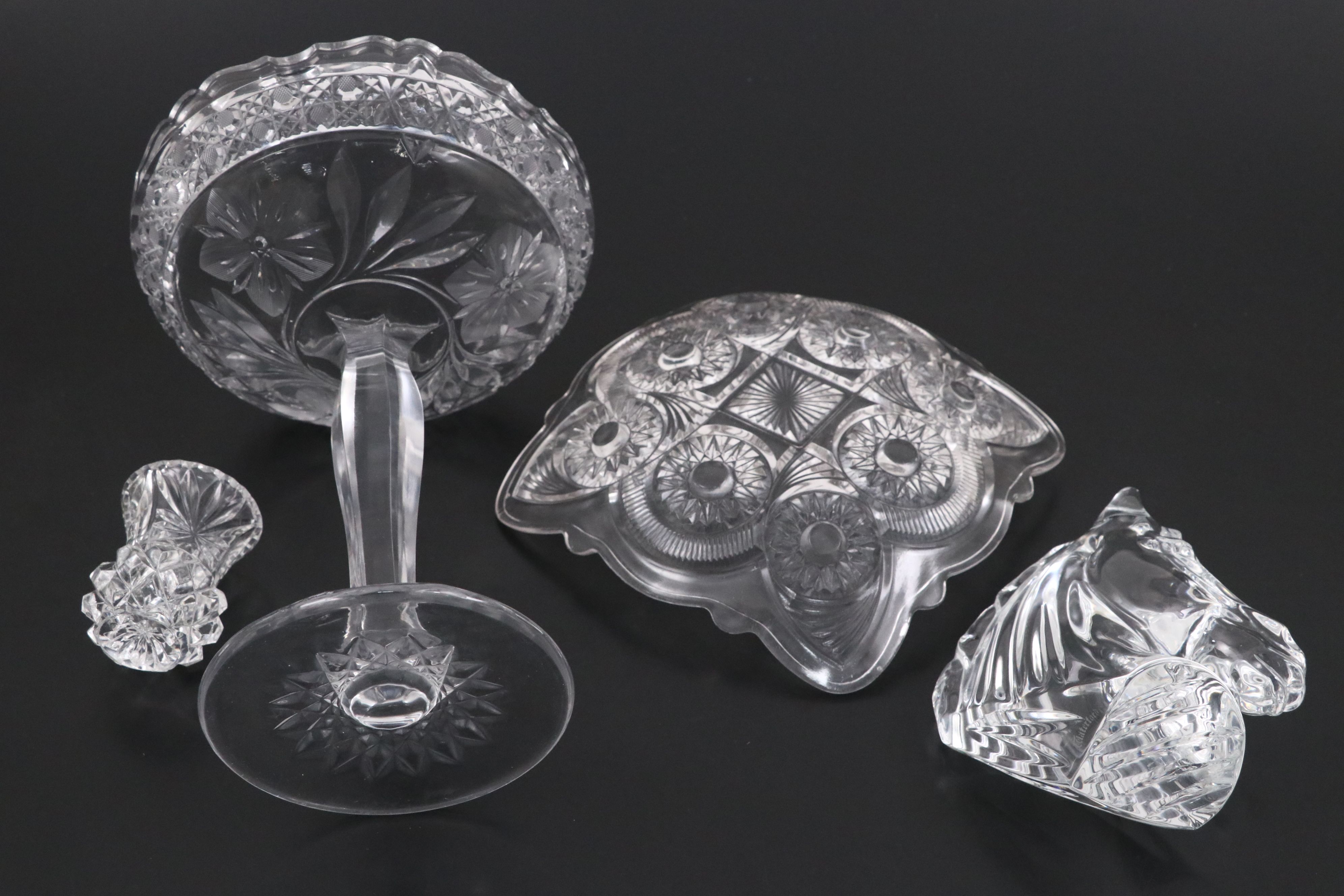 Waterford Crystal Horse Head Figurine with Trays, Dishes, Ashtrays and More