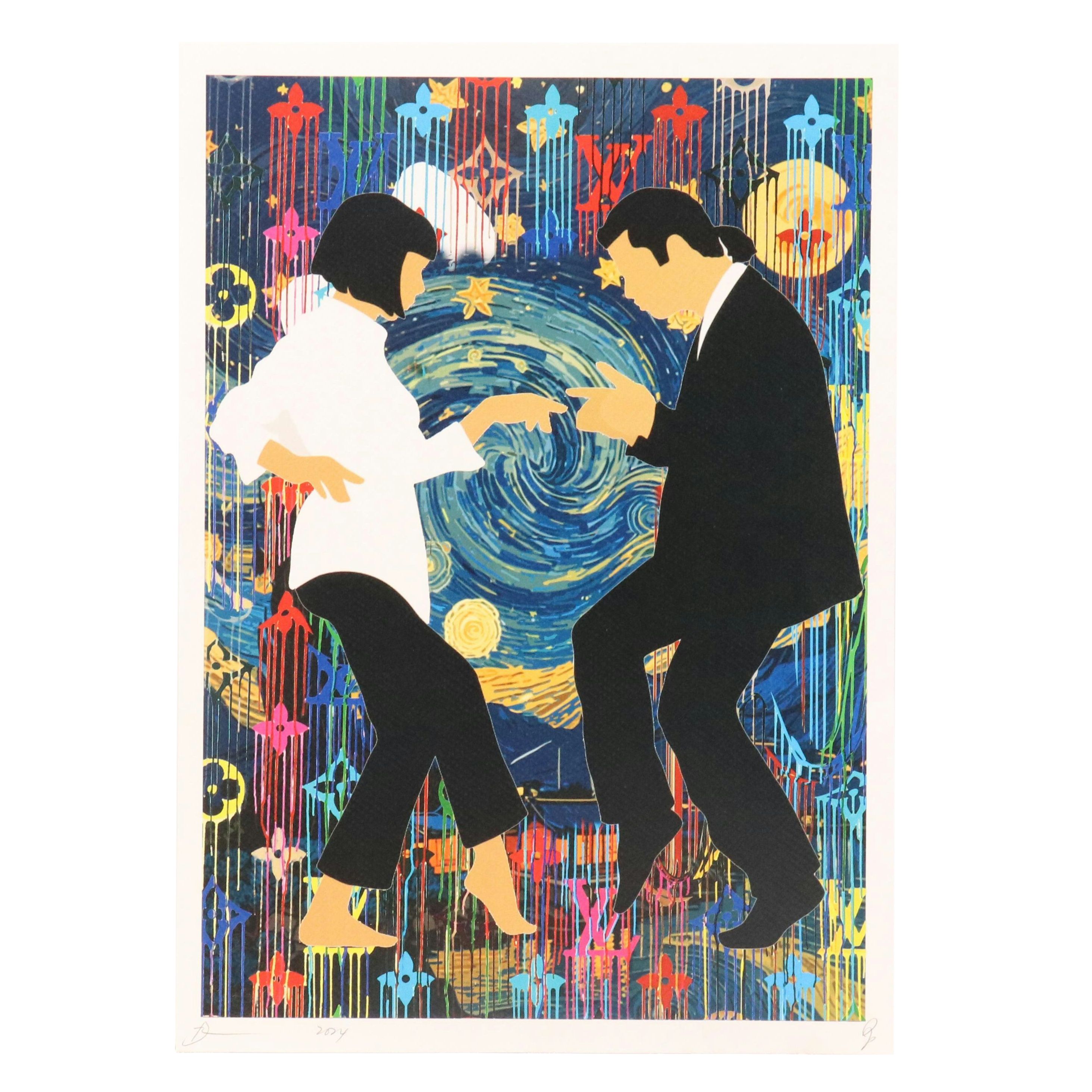 Death NYC Pop Art Graphic Print of Pulp Fiction x Van Gogh x LV, 2024
