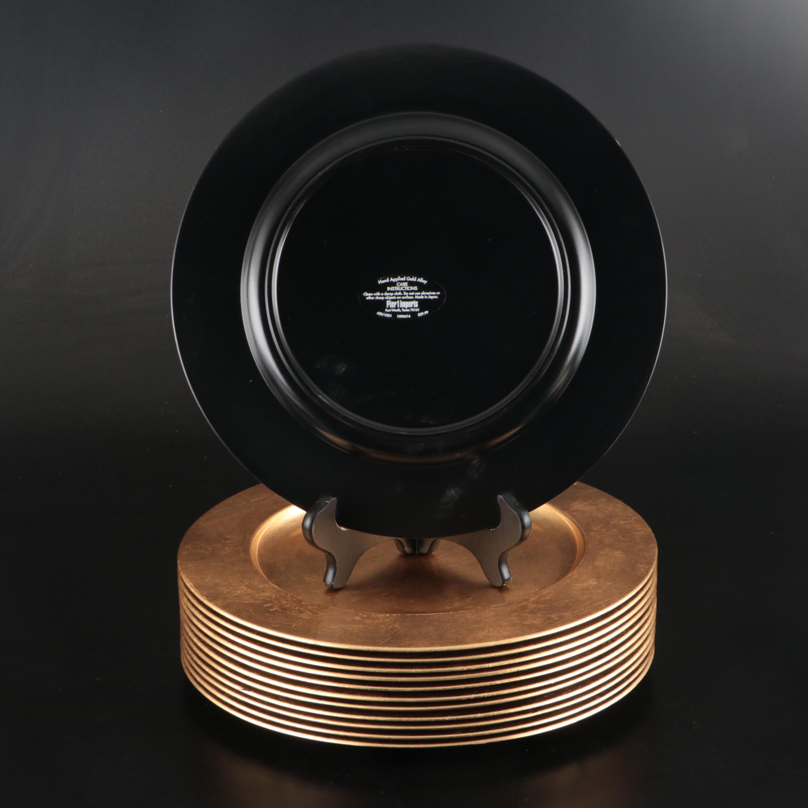 Pier 1 Gold Finish Plastic Chargers with Lenox "Eternal" Bone China Plates