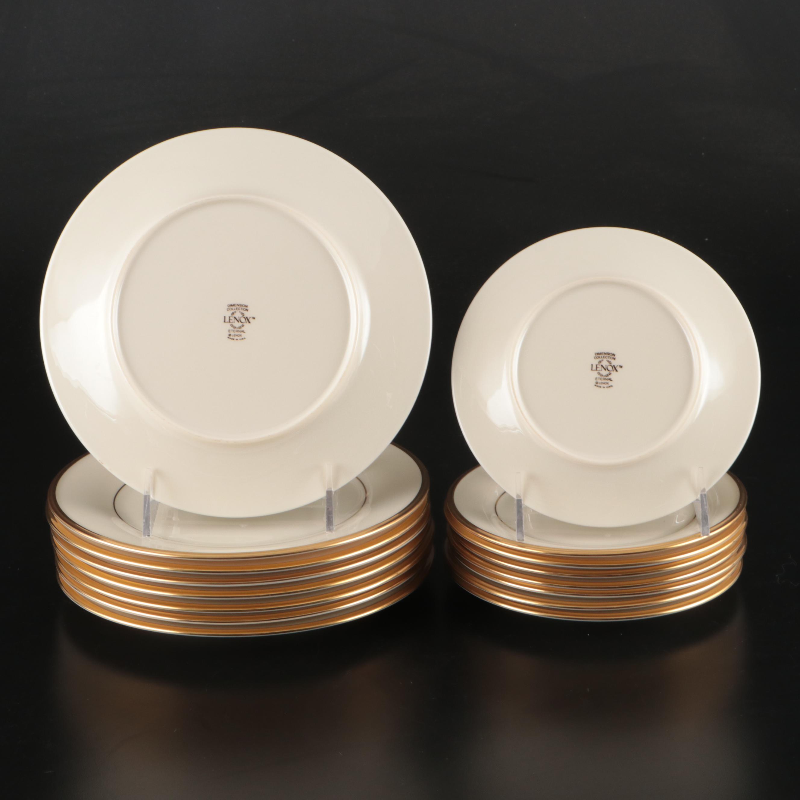 Pier 1 Gold Finish Plastic Chargers with Lenox "Eternal" Bone China Plates